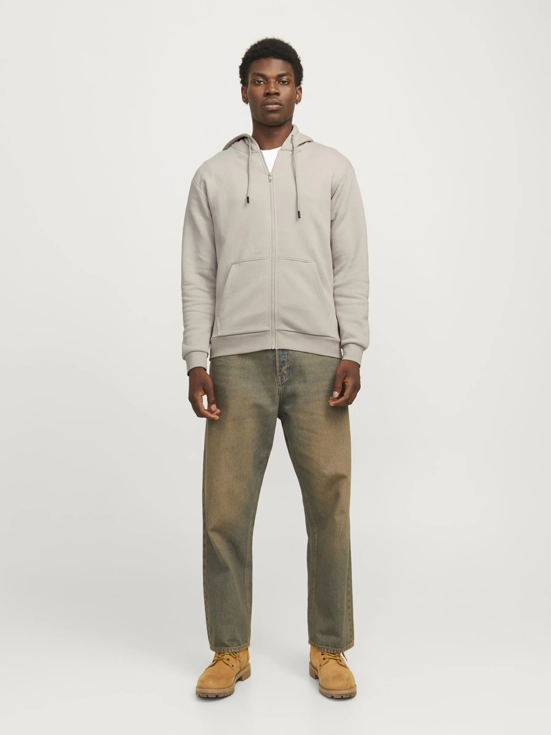 Jack & Jones Felpa con Cappuccio e Zip Grigio M - immagine 3