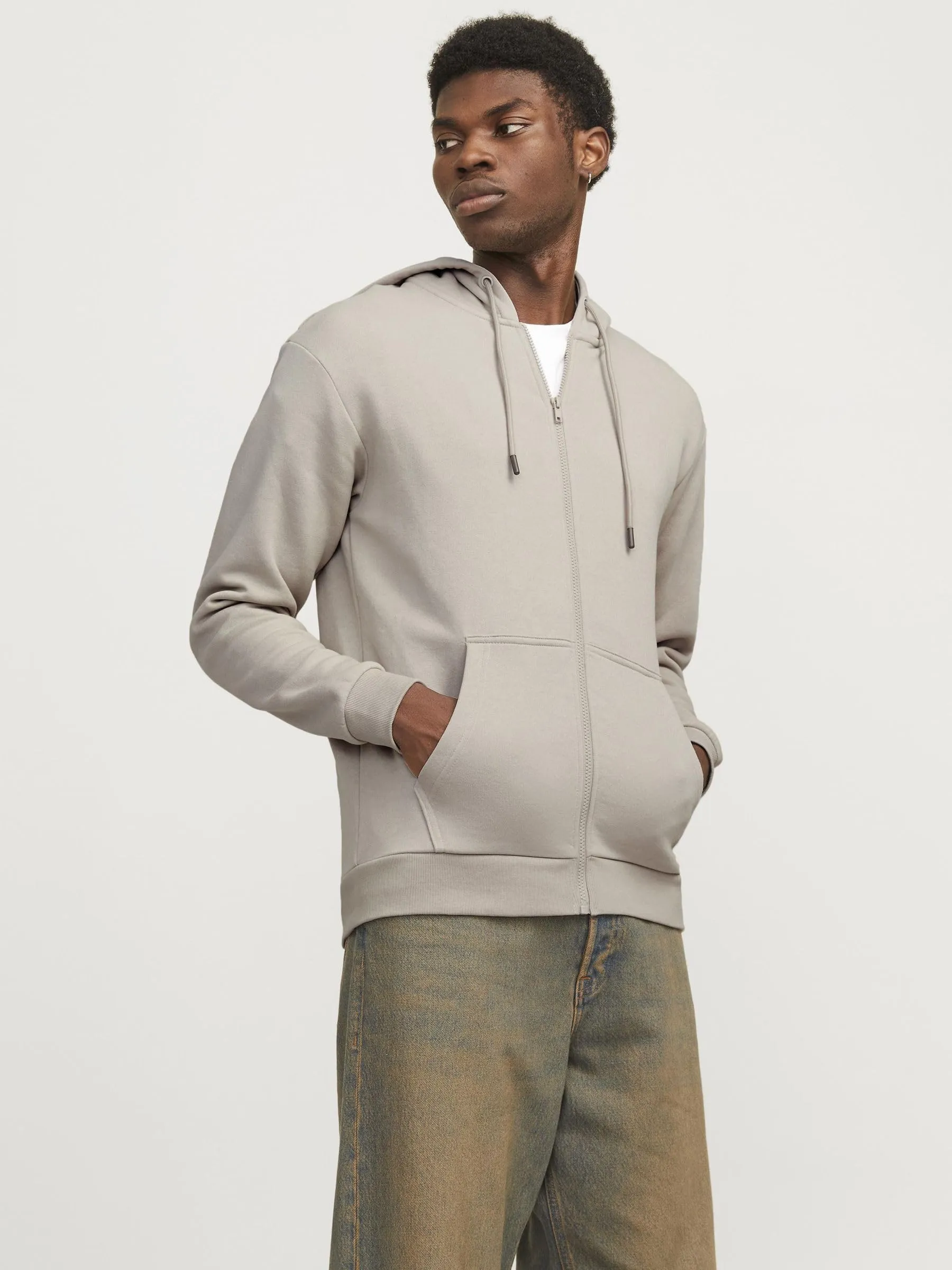 Jack & Jones Felpa con Cappuccio e Zip Grigio XL - immagine 2