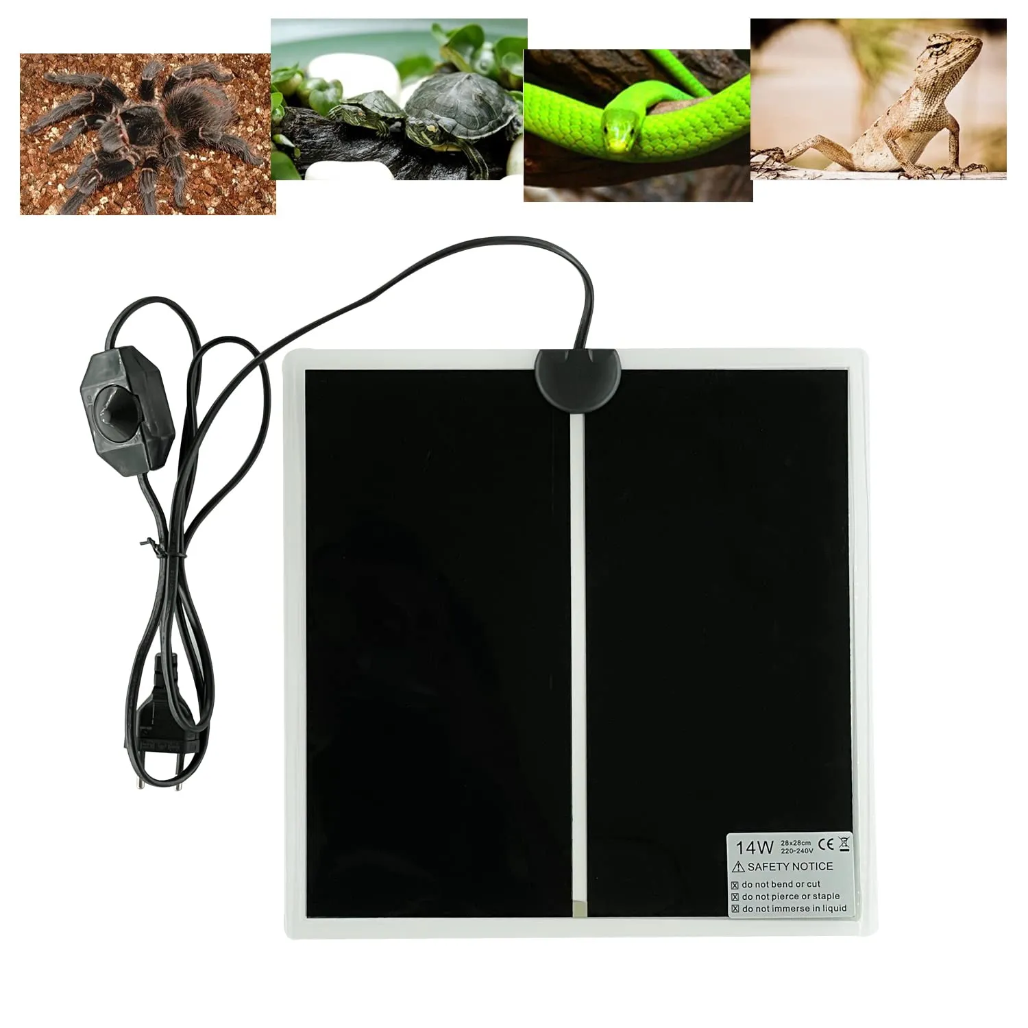 FIPASEN Tappetino Riscaldante Non Adesivo per Rettili e Anfibi, 14W 28x28cm - immagine 1