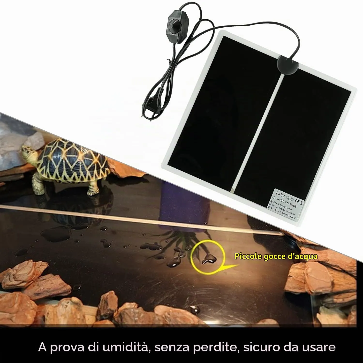 FIPASEN Tappetino Riscaldante Non Adesivo per Rettili e Anfibi, 14W 28x28cm - immagine 2