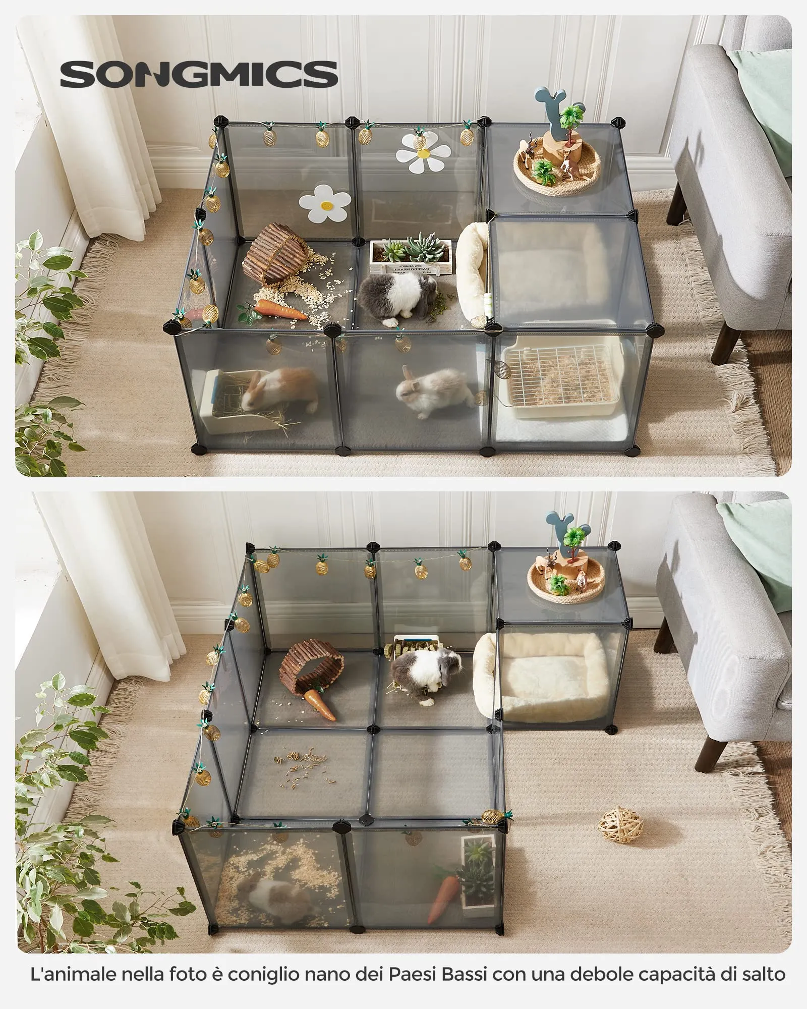 SONGMICS Recinto per Animali con Fondo, 140 x 70 x 45 cm - immagine 2