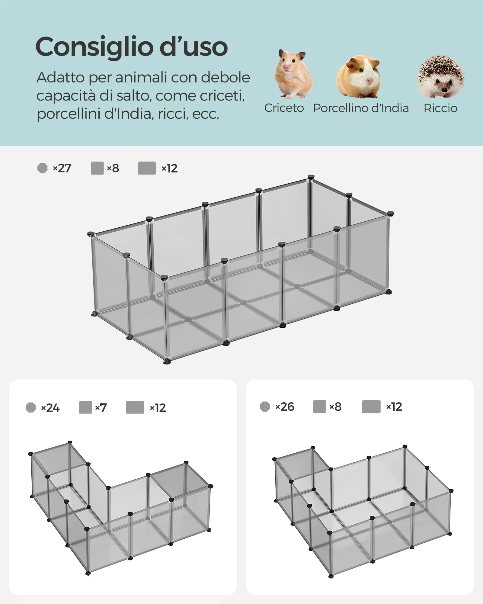 SONGMICS Recinto per Animali con Fondo, 140 x 70 x 45 cm - immagine 3