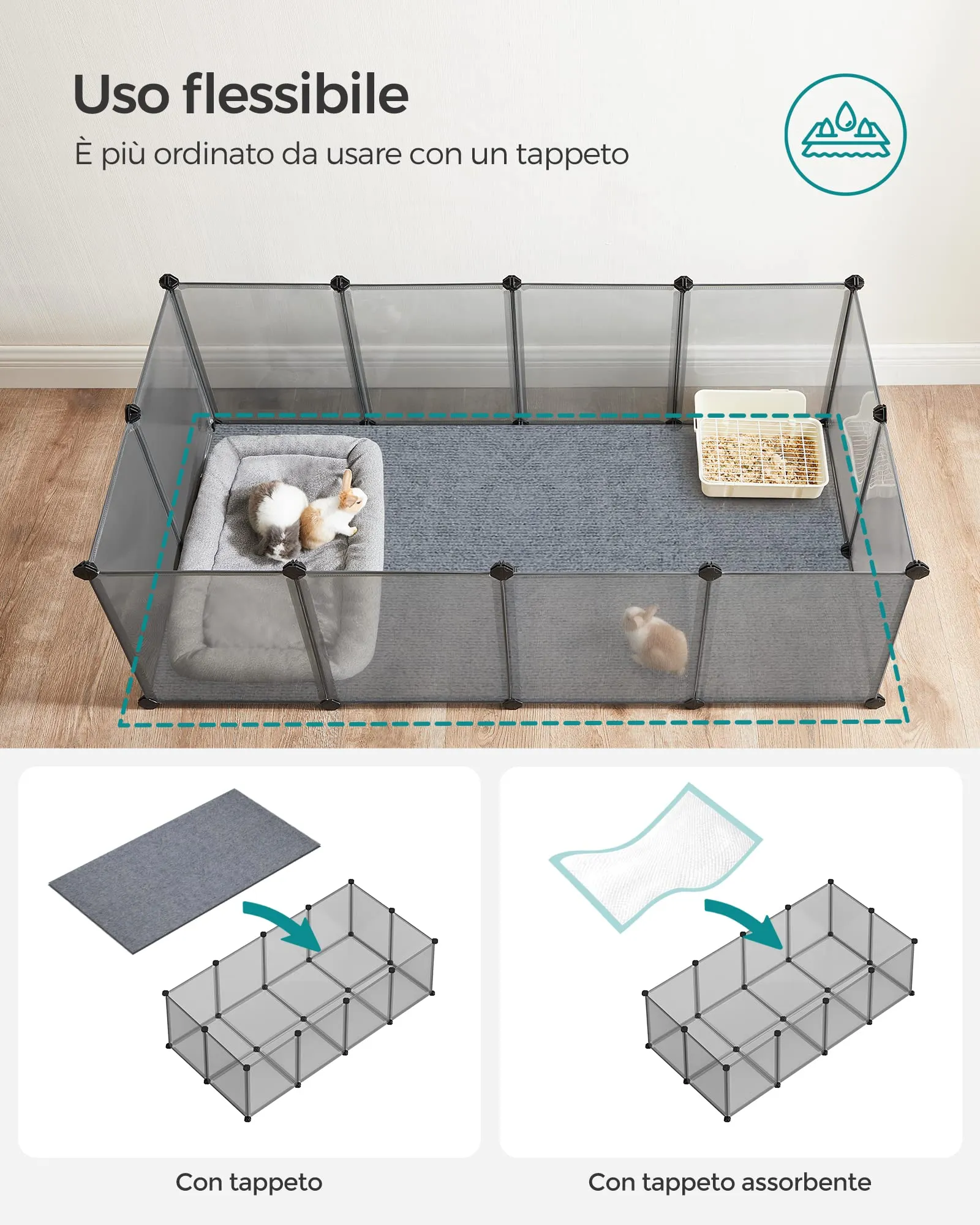 SONGMICS Recinto per Animali con Fondo, 140 x 70 x 45 cm - immagine 5