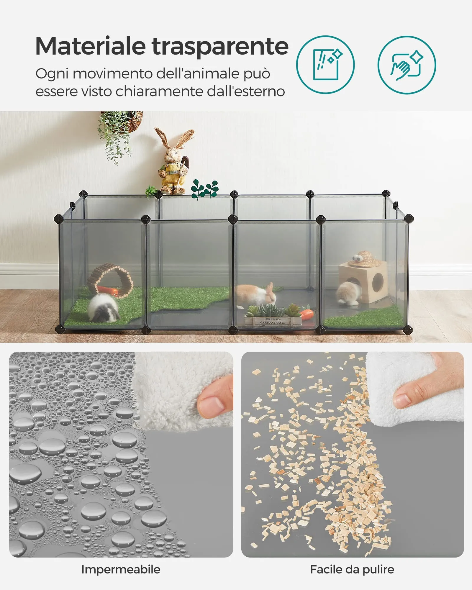 SONGMICS Recinto per Animali con Fondo, 140 x 70 x 45 cm - immagine 7