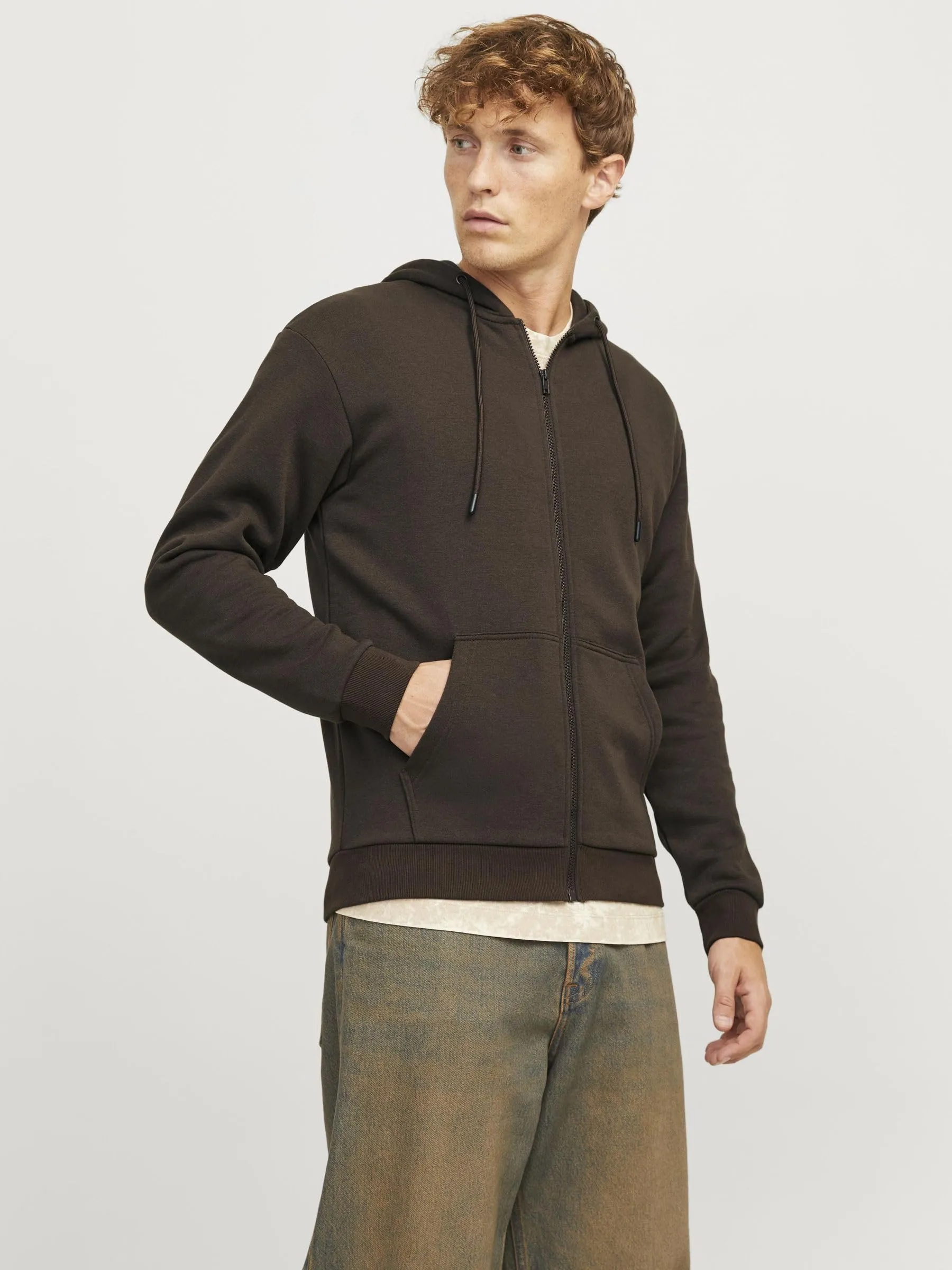 Jack & Jones Jjebradley Felpa con Cappuccio e Cerniera, Mulch, XXL Uomo - immagine 2