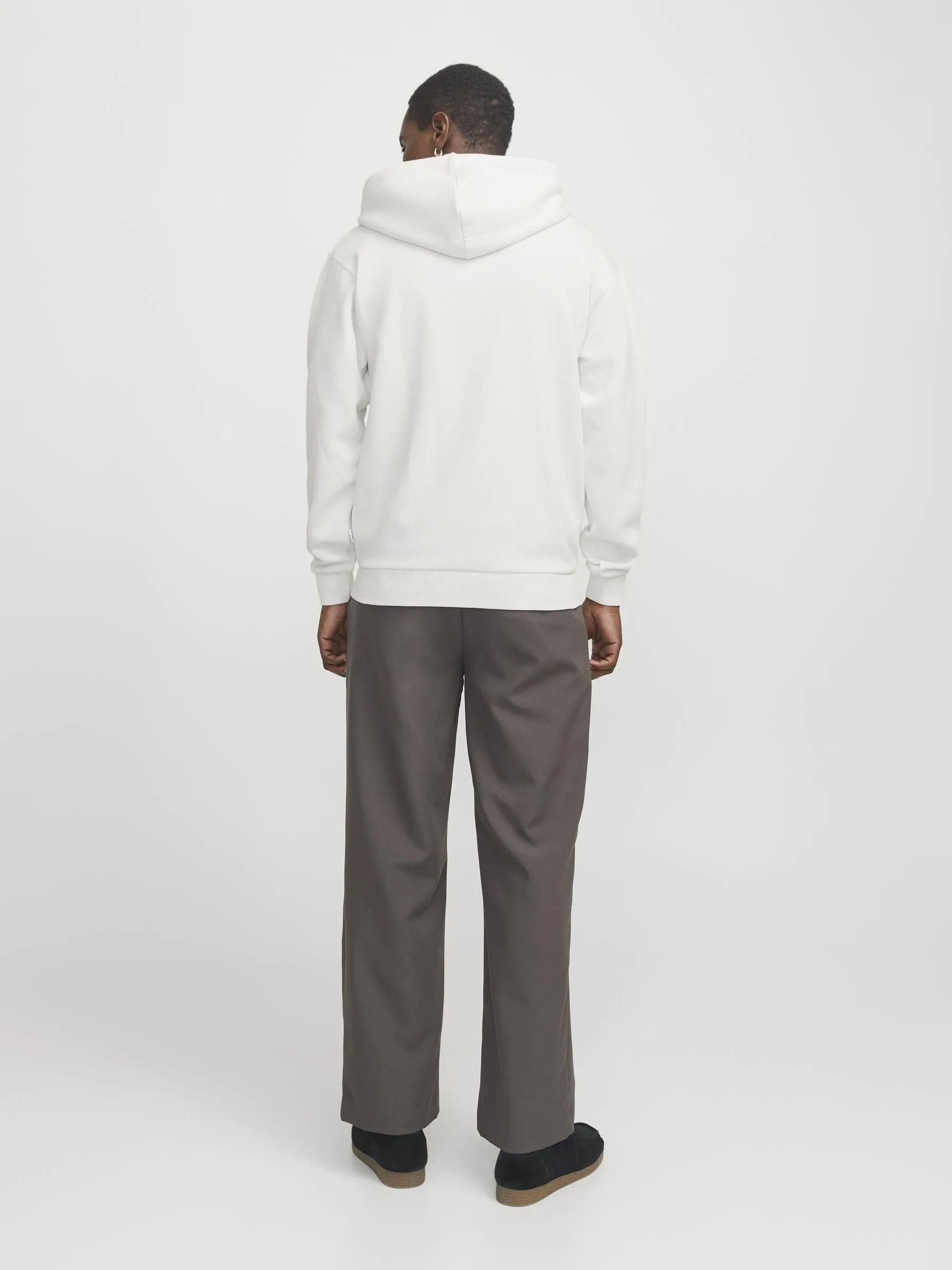 Jack & Jones Felpa con Cappuccio e Zip Bianca, L - immagine 4