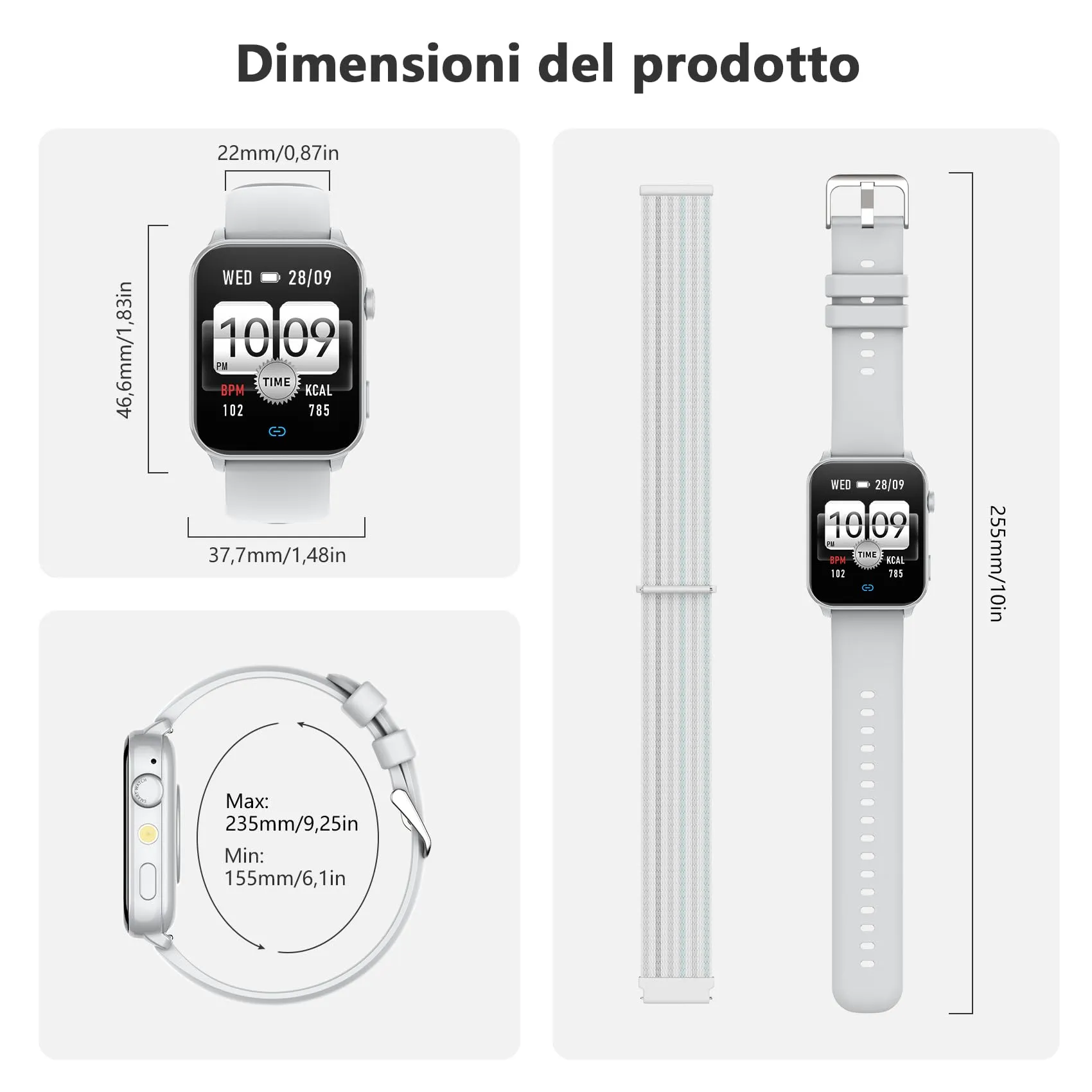 Blackview R30max Smartwatch 1,91'' Bluetooth Call, 100+ Modalità Sportive, Cardiofrequenzimetro, SpO2, Torcia, IP68 per Android e iOS - immagine 7