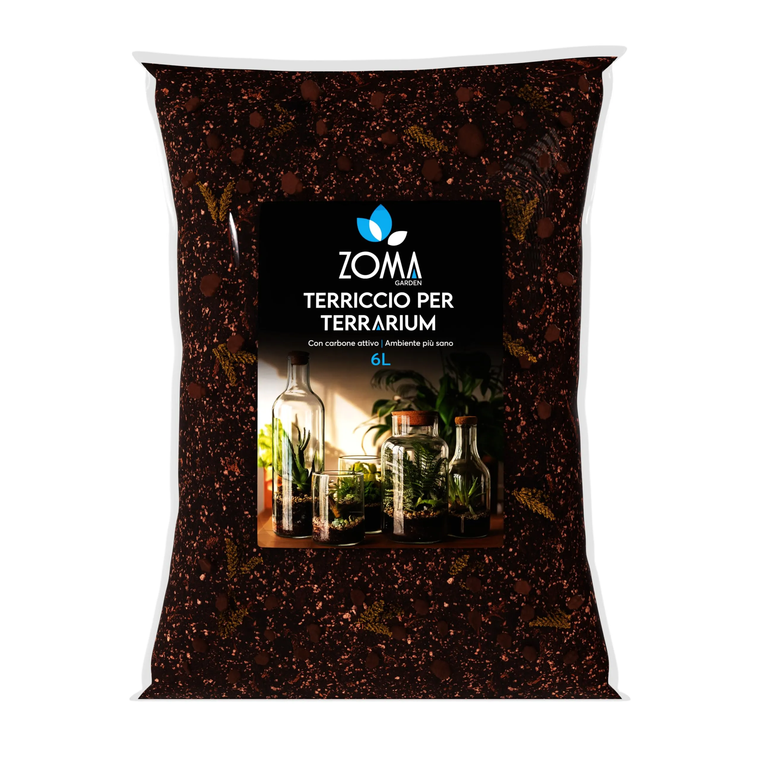 ZOMA Substrato per Terrario Piante con Humus, Inerti e Carbone Attivo, 6l - immagine 1