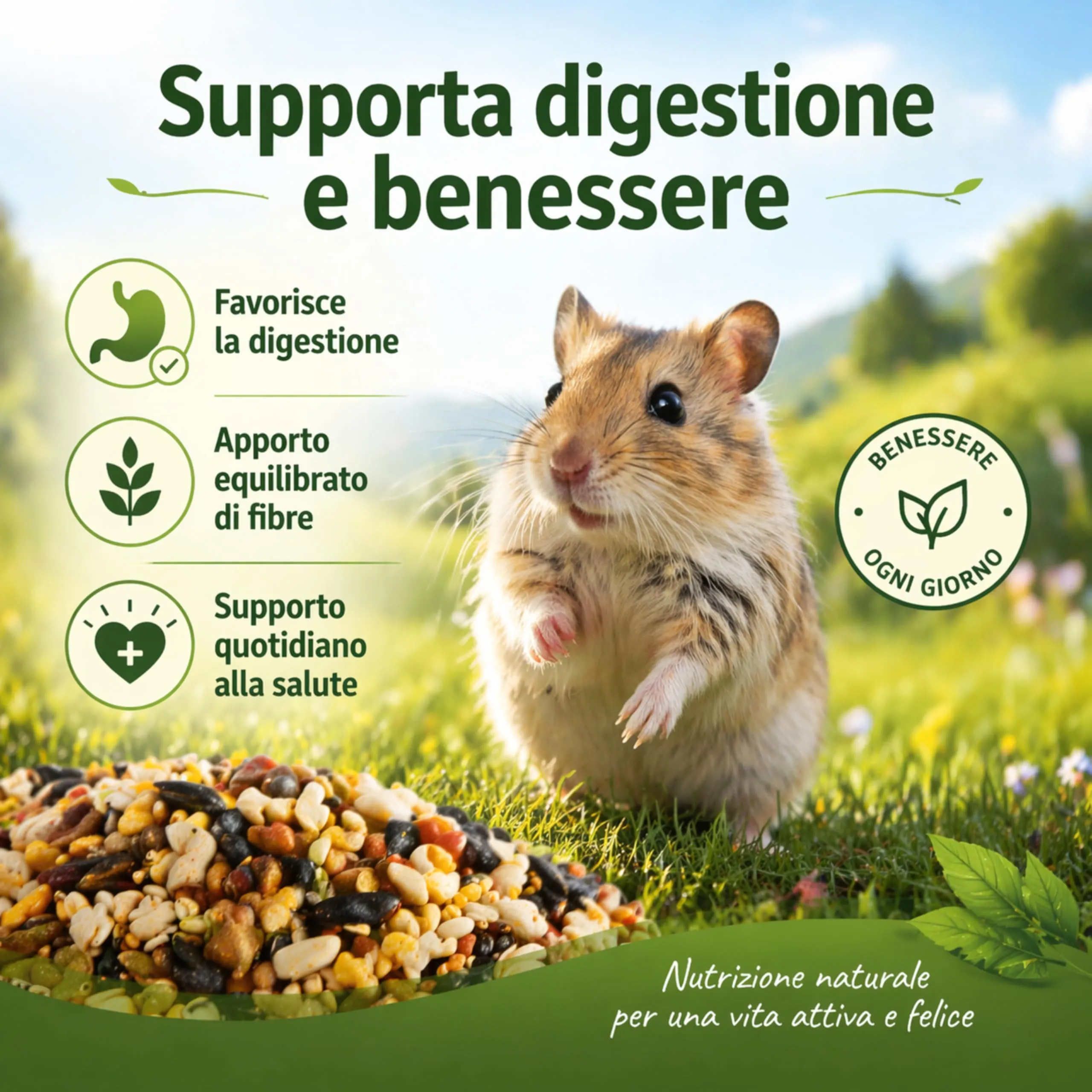 AGRI-CULTURA Mangime Completo per Criceti, Porcellini d’India e Gerbilli, 3 kg - immagine 4