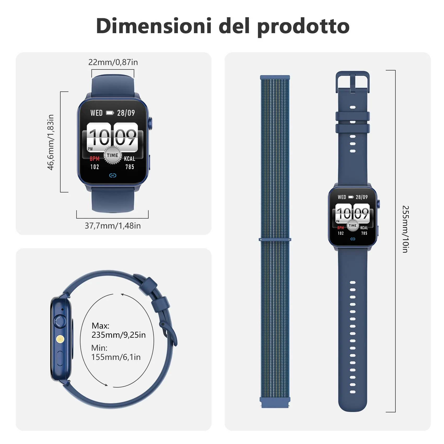 Blackview R30max Smartwatch, 1.91'' Display, Bluetooth Call, 100+ Sport Modes, Heart Rate, SpO2, Sleep Monitoring, IP68, Android & iOS - immagine 7