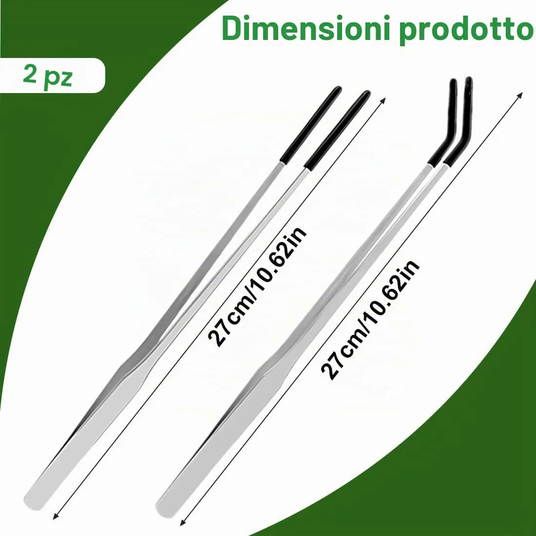 WeddHuis Pinzette per Alimentazione Rettili e Acquari in Acciaio Inox, Dritte e Curve, 27 cm (Set da 2 Pezzi) - immagine 2