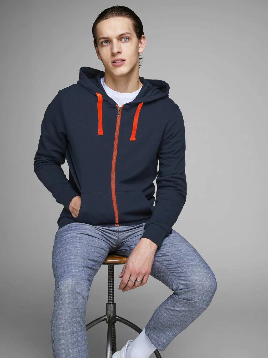 JACK & JONES Jjeholmen Felpa da Uomo con Cappuccio e Zip, L - immagine 4