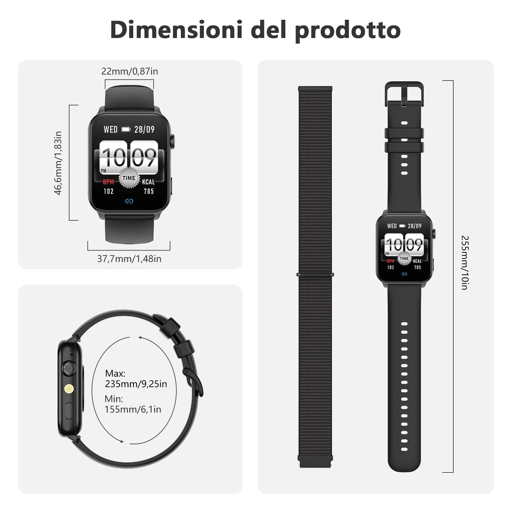 Blackview R30max Smartwatch, 1.91" Display, Bluetooth Chiamate, 100+ Modalità Sportive, Cardiofrequenzimetro, SpO2, Monitoraggio Sonno, Torcia, IP68 per Android e iOS - immagine 7
