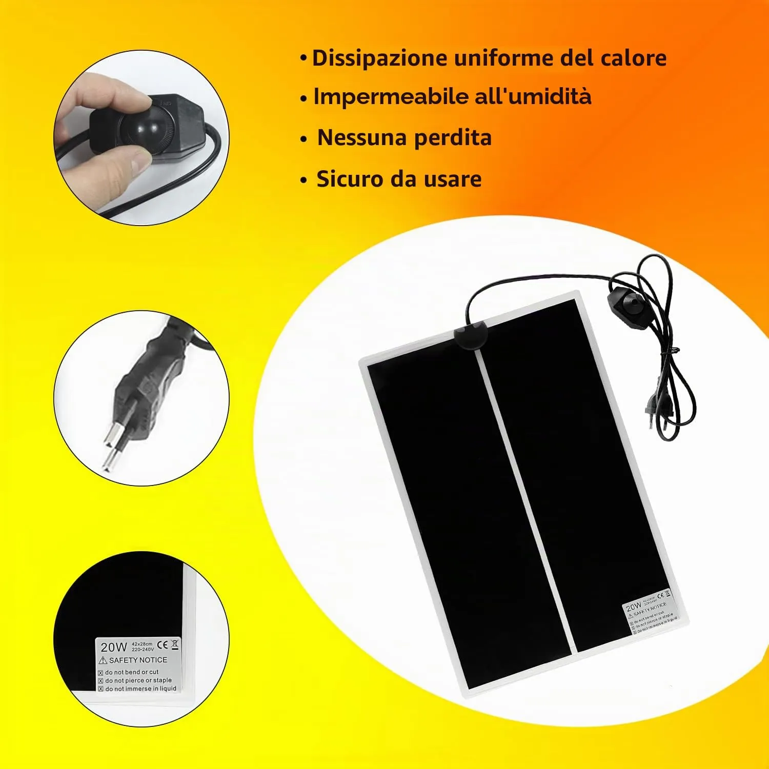 FIPASEN Tappetino Riscaldante per Rettili e Anfibi, Non Adesivo, 20W, 42x28cm - immagine 4