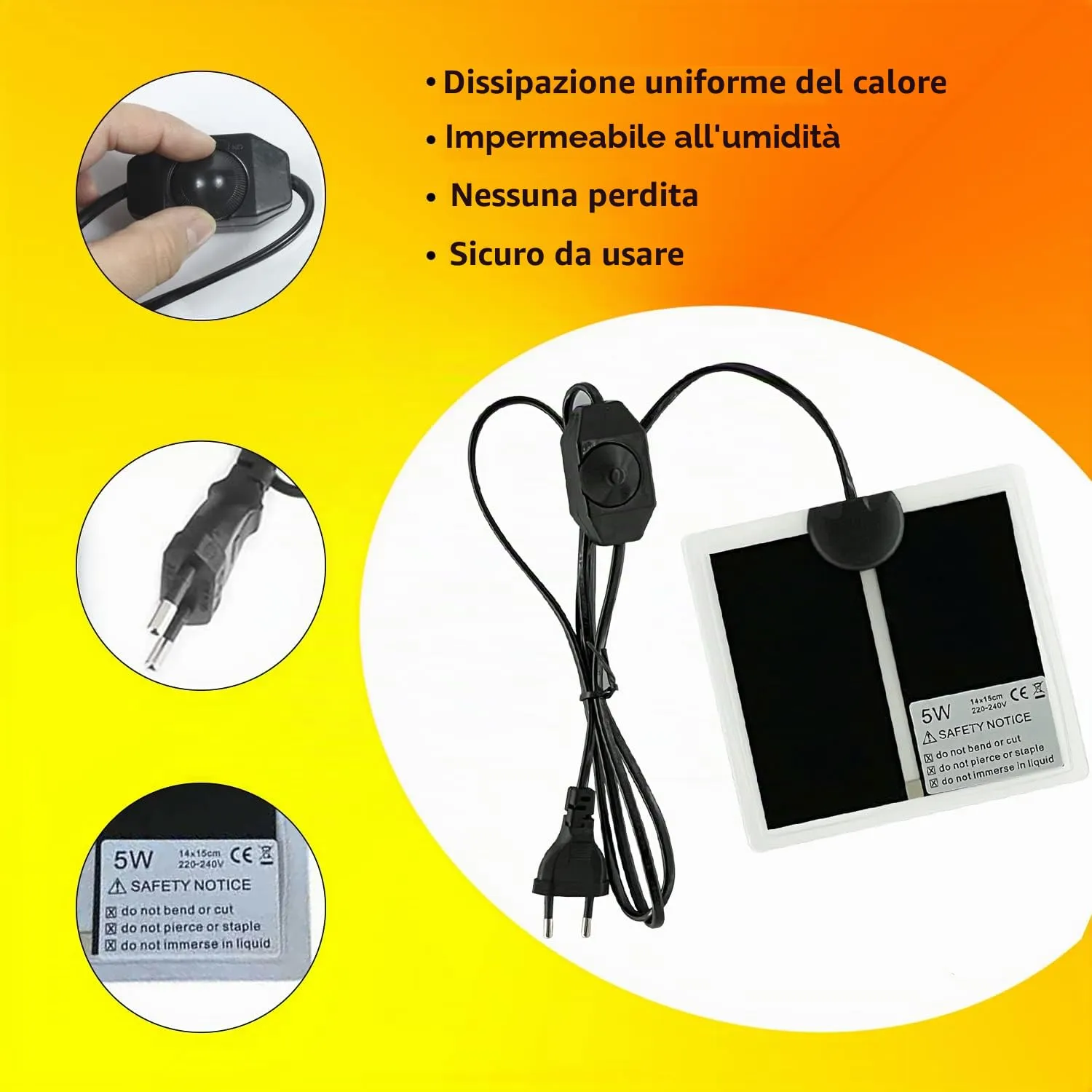 FIPASEN Tappetino Riscaldante Non Adesivo per Rettili e Anfibi (5W 15×14cm) - immagine 4