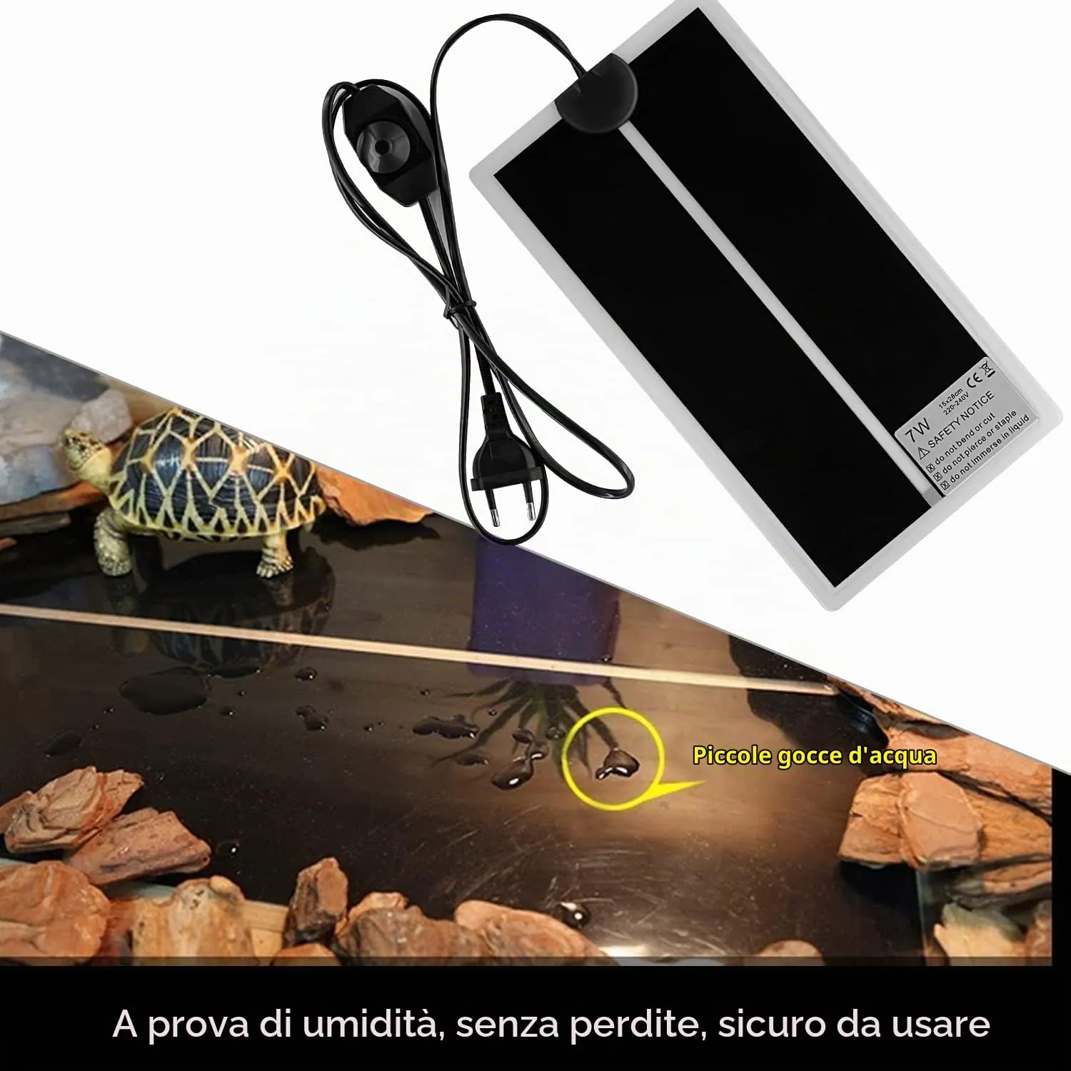 FIPASEN Tappetino Riscaldante Non Adesivo per Rettili, Tartarughe, Serpenti, Lucertole, Geco e Anfibi (7W 28x14cm) - immagine 2