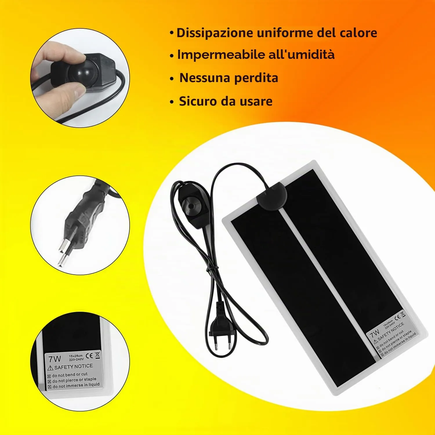 FIPASEN Tappetino Riscaldante Non Adesivo per Rettili, Tartarughe, Serpenti, Lucertole, Geco e Anfibi (7W 28x14cm) - immagine 4