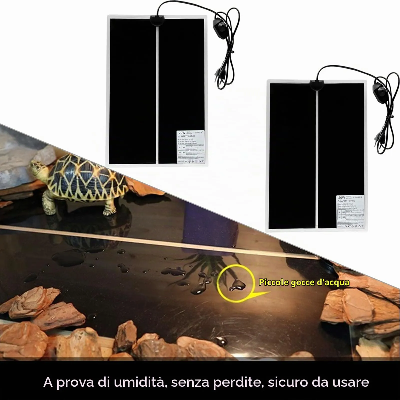 FIPASEN Tappetini Riscaldanti per Rettili, 2 Pezzi, Non Adesivo, 20W, 42x28cm - immagine 2