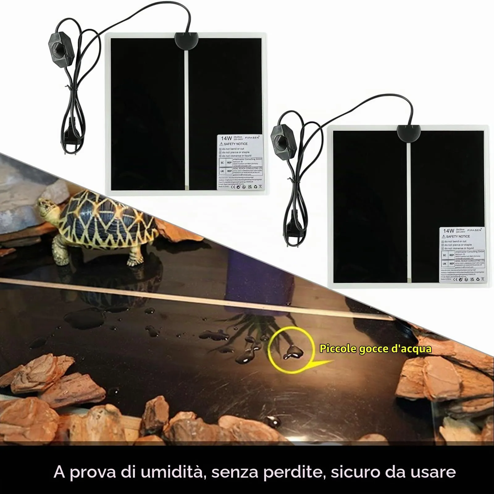 FIPASEN Tappetini Riscaldanti per Rettili, 2 Pezzi, Non Adesivo, 14W, 28x28cm - immagine 2