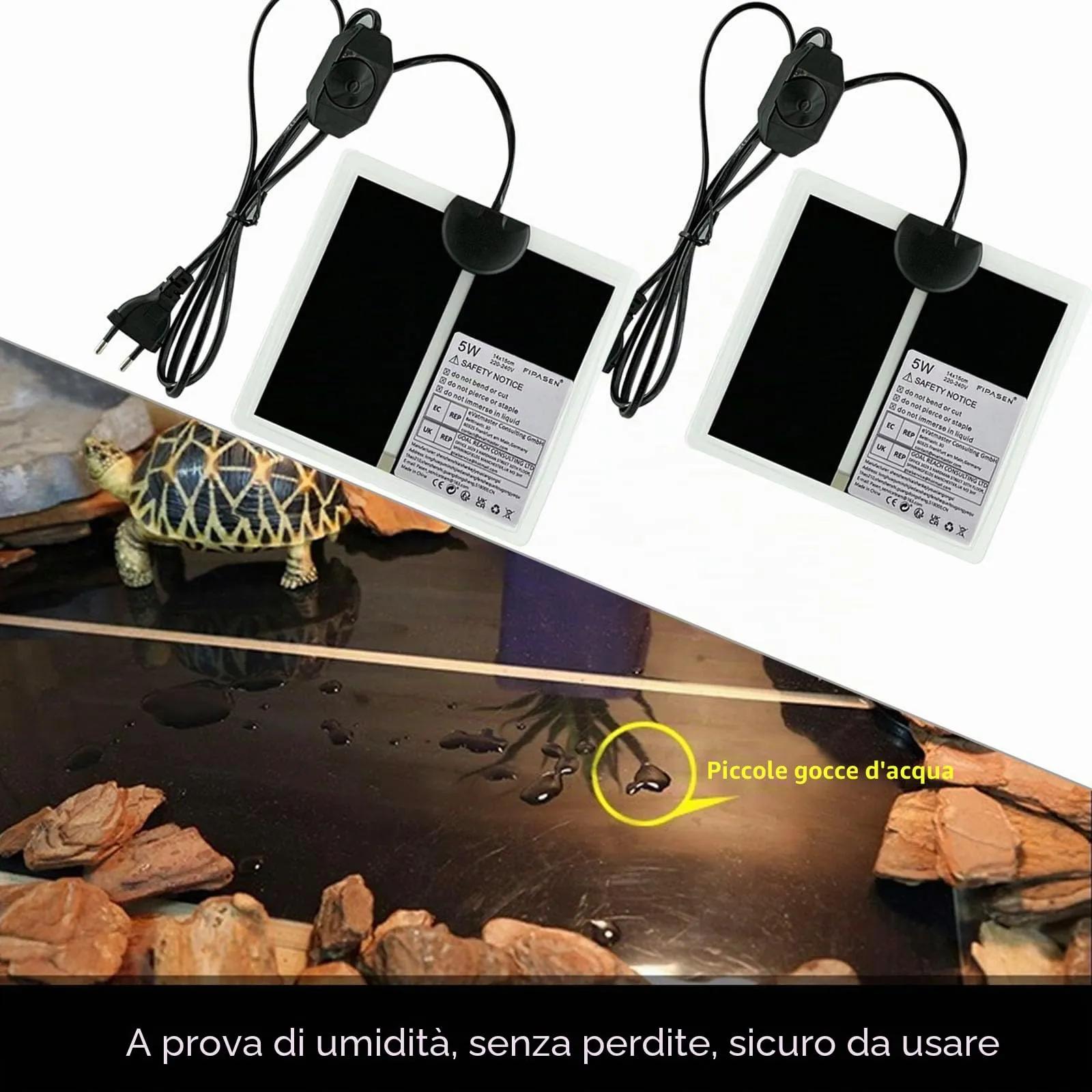 FIPASEN Tappetini Riscaldanti per Rettili, 2 Pezzi, Non Adesivi, 5W 15x14cm - immagine 2