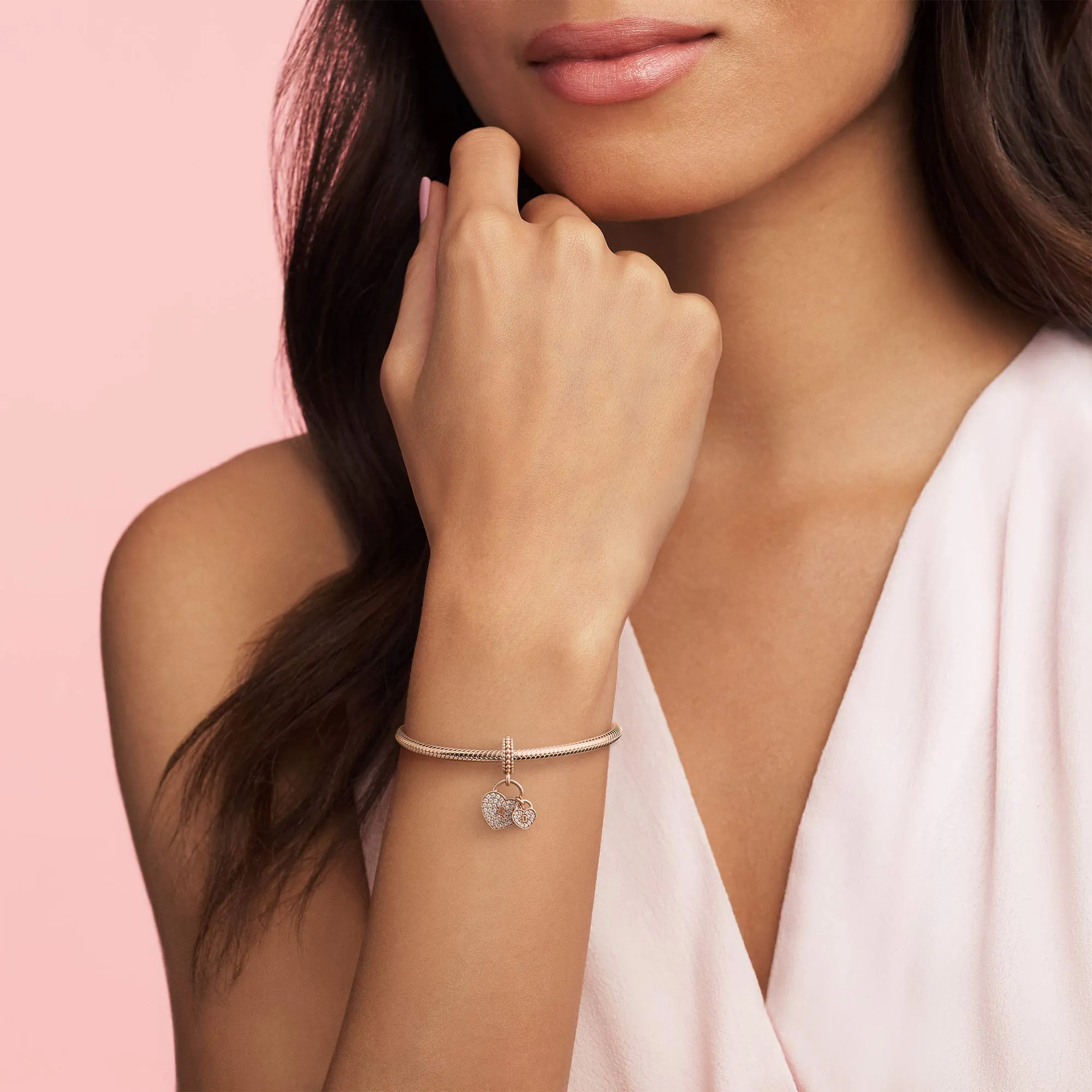 Pandora Icons Pendente Cuore Placcato in Oro Rosa 14k con Zirconia Cubica Trasparente - immagine 2