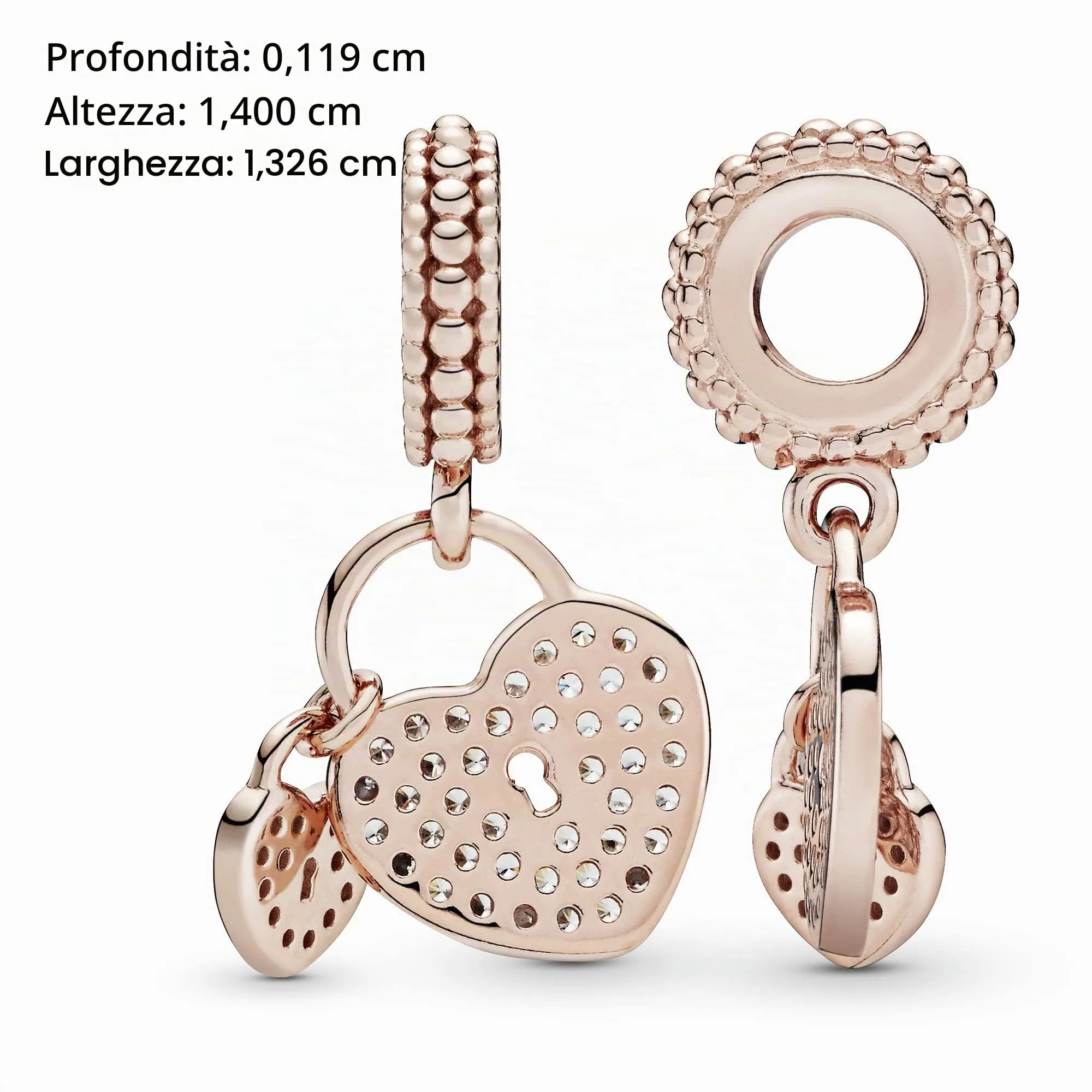 Pandora Icons Pendente Cuore Placcato in Oro Rosa 14k con Zirconia Cubica Trasparente - immagine 5