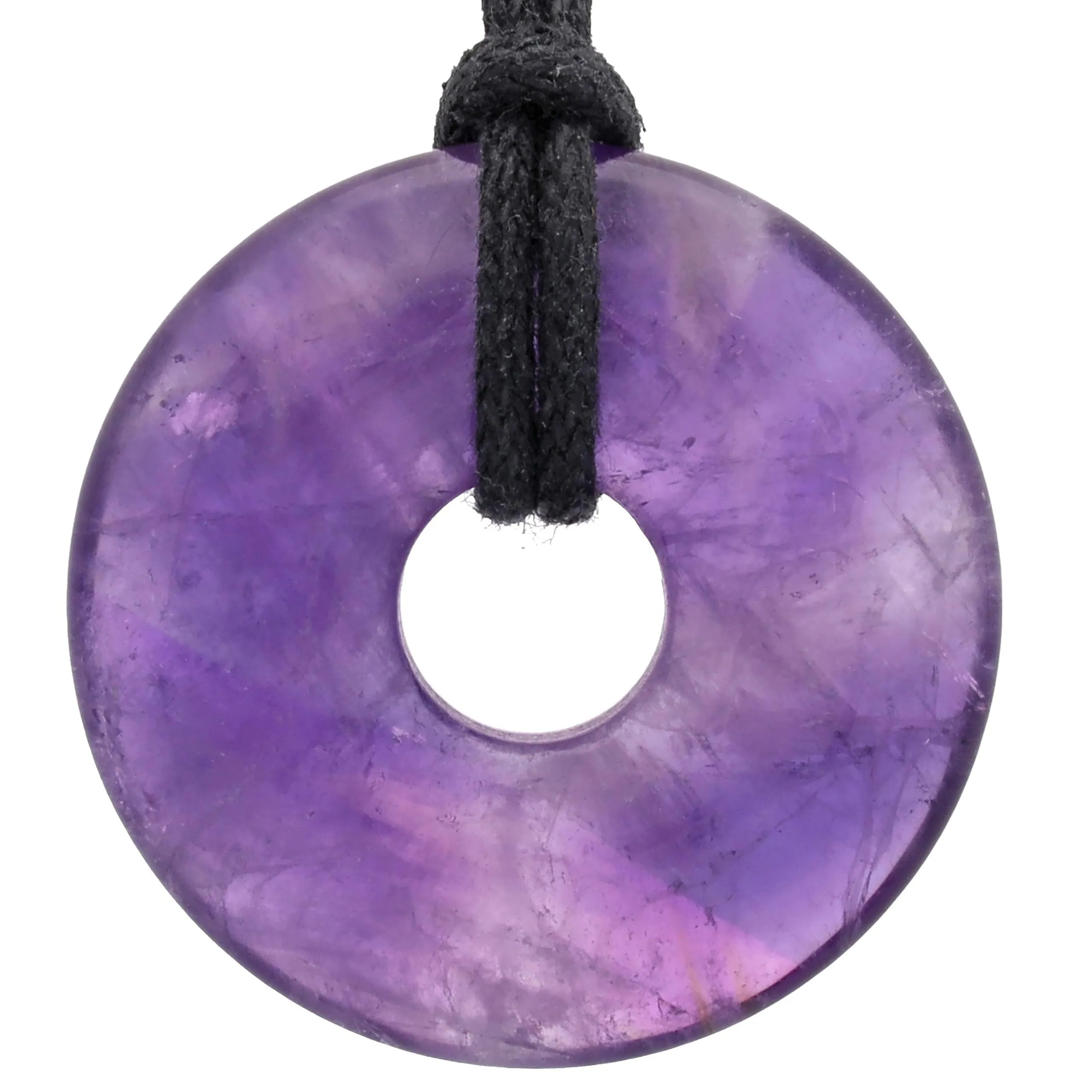 Lebensquelle Plus Donut in Pietra Preziosa Ametista 30 mm con Cordoncino in Cotone e Scheda Pietra - immagine 1