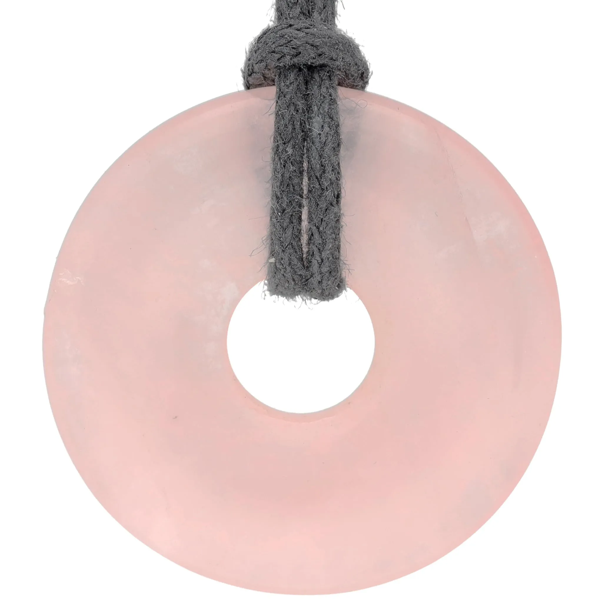 Lebensquelle Plus Donut in Quarzo Rosa 30 mm con Cordoncino in Cotone e Scheda Pietra - immagine 1