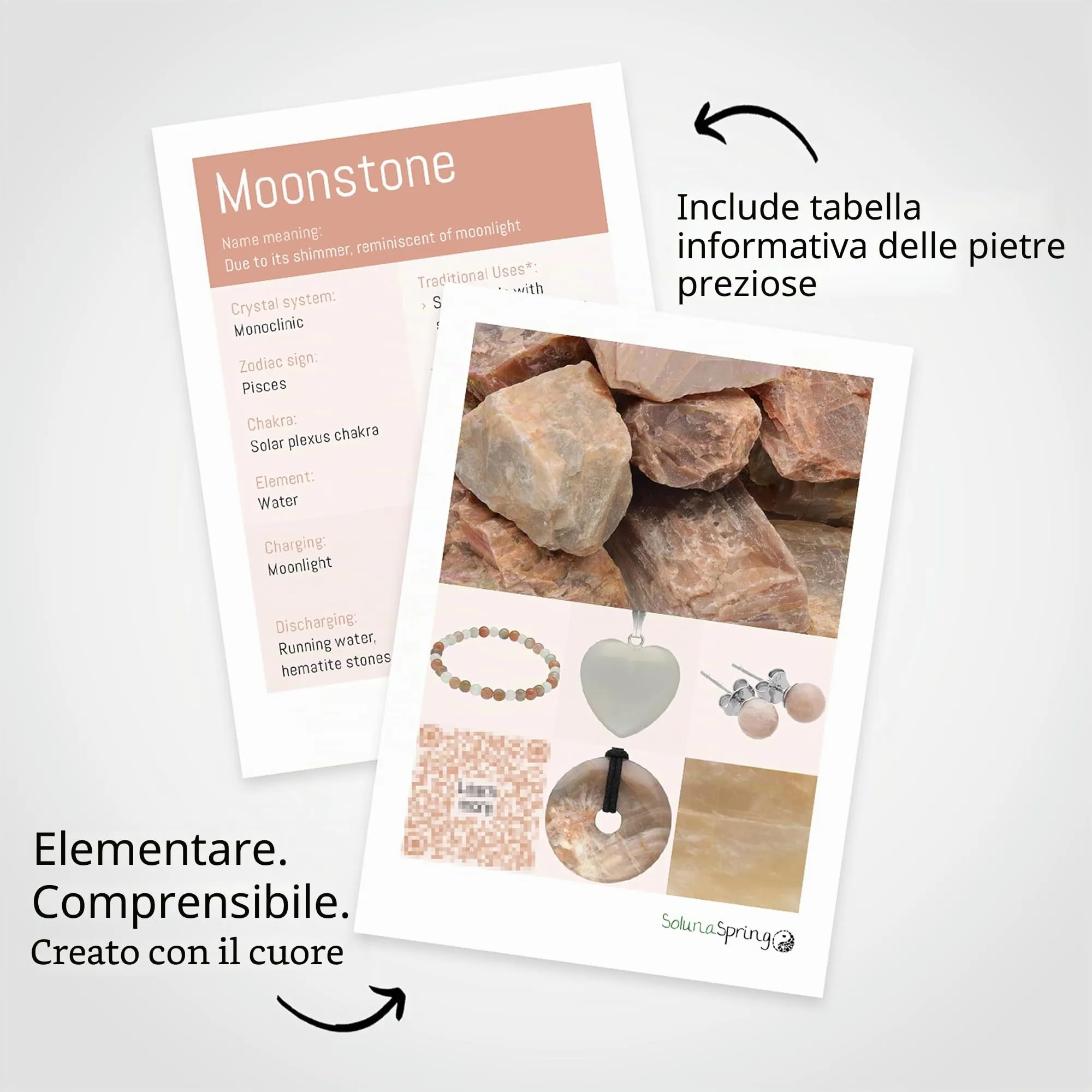 Lebensquelle Plus Donut in Pietra Preziosa 30 mm con Cordoncino in Cotone e Scheda Pietra - immagine 4