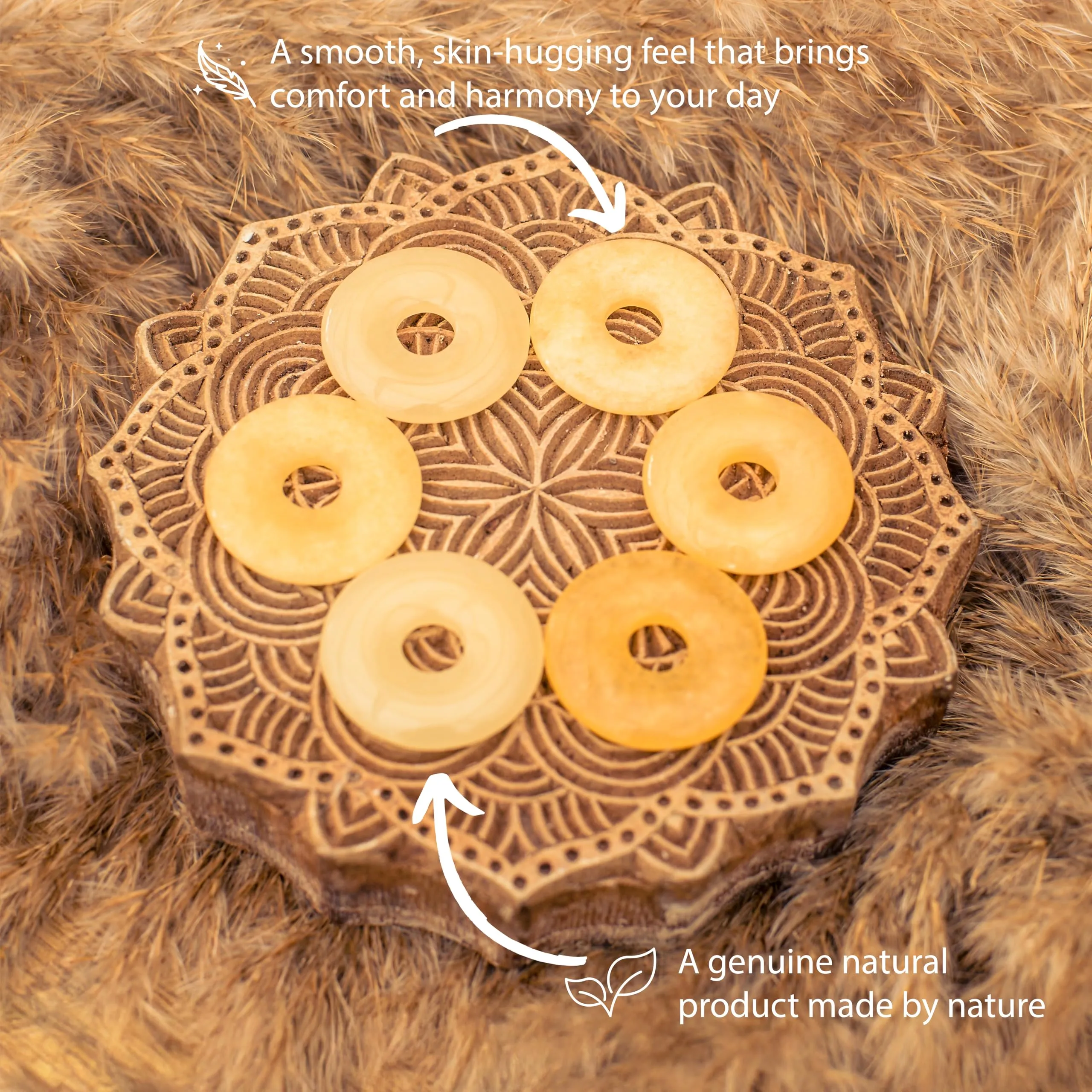 Lebensquelle Plus Donut in pietra preziosa 30 mm con cordoncino in cotone e scheda pietra - immagine 3