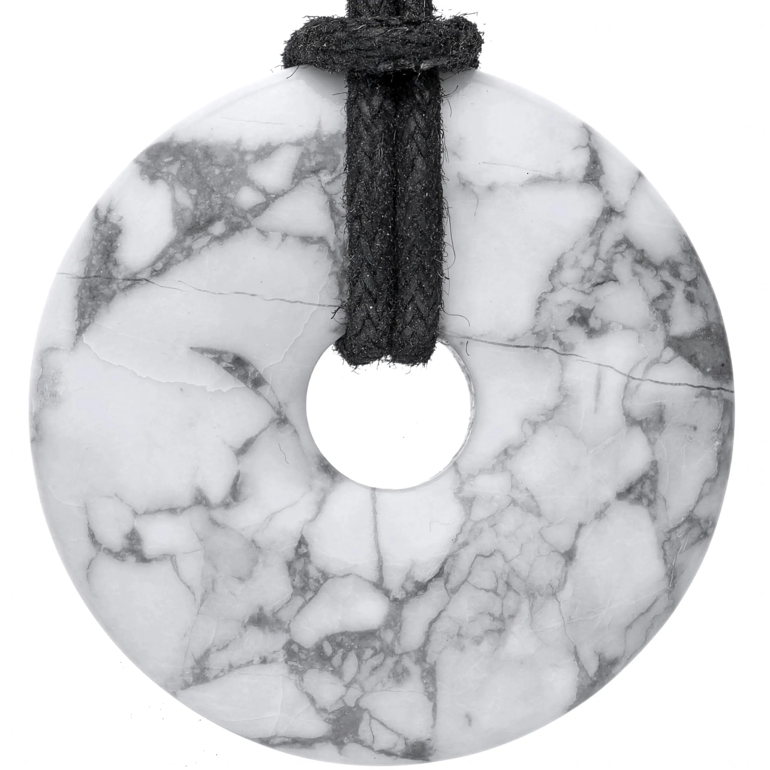 Lebensquelle Plus Donut in pietra preziosa Magnesite 30 mm con cordoncino in cotone e scheda pietra - immagine 1