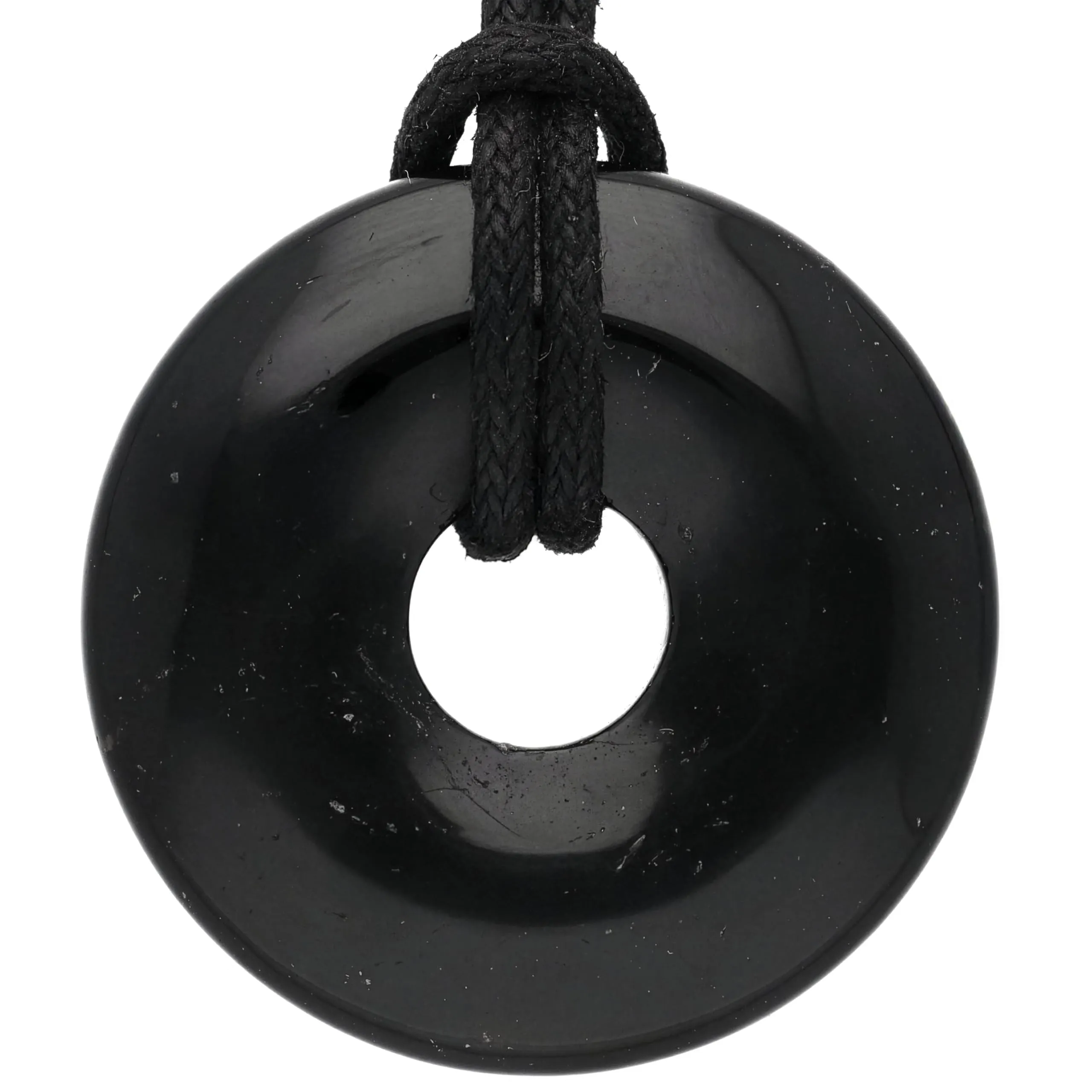 Lebensquelle Plus Donut in Tormalina Nera 30 mm con cordoncino in cotone e scheda pietra - immagine 1
