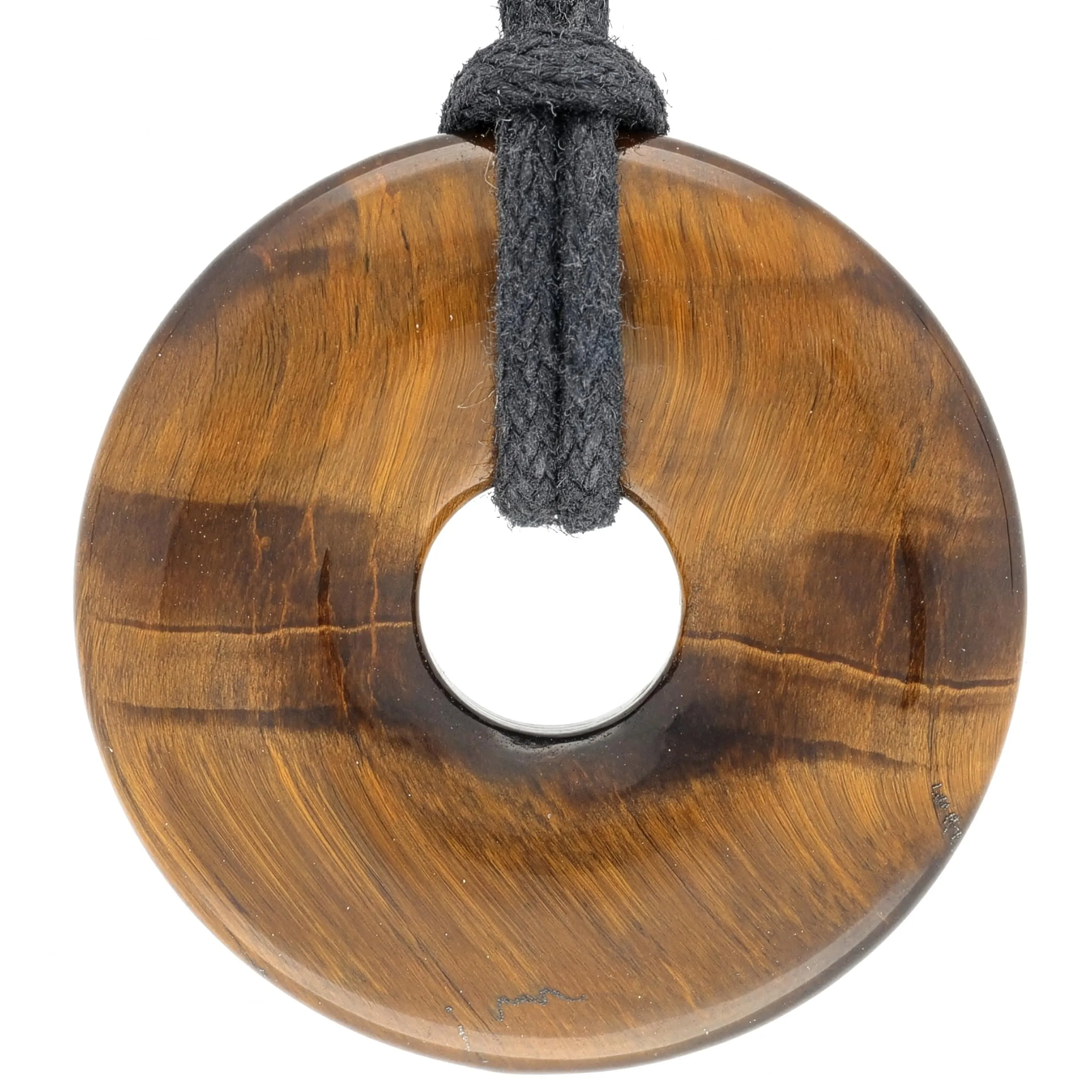 Lebensquelle Plus Donut in Pietra Preziosa Occhio di Tigre 30 mm con Cordoncino in Cotone e Scheda Pietra - immagine 1