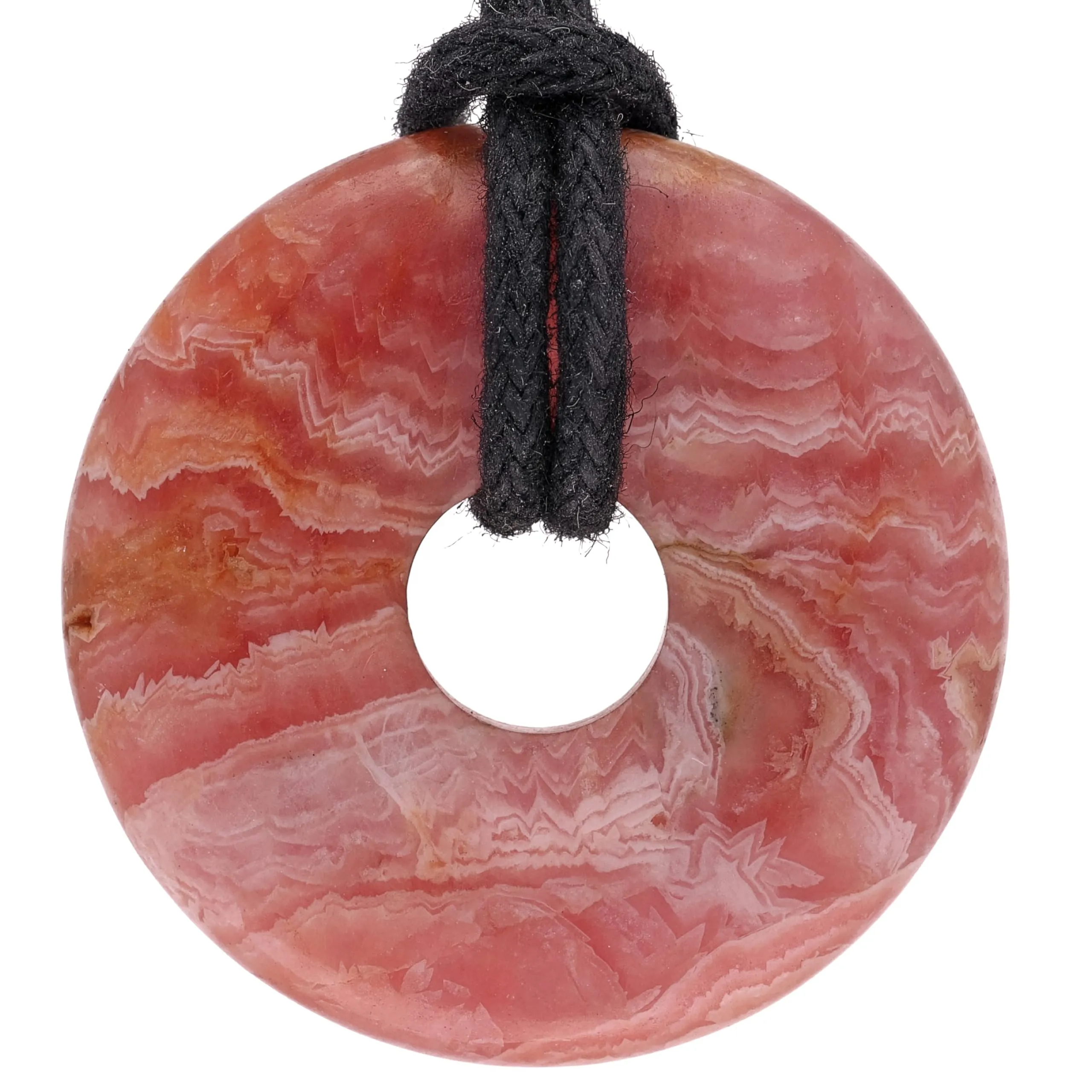 Lebensquelle Plus Rodocrosite Stone Donut 30 mm with Cotton Cord and Information Card - immagine 1