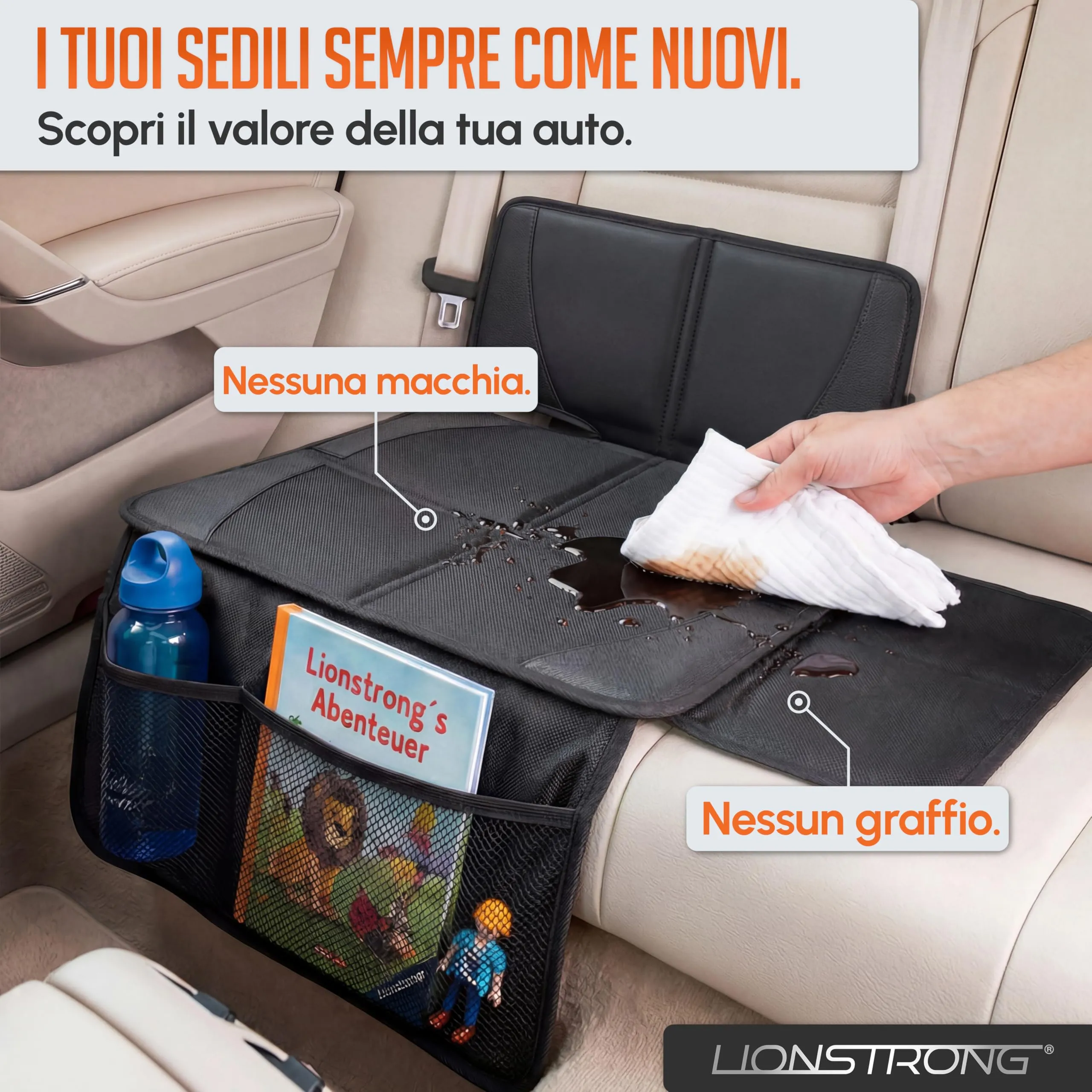 LIONSTRONG Protettori per Sedile Auto Compatibile ISOFIX - Piccolo - immagine 2