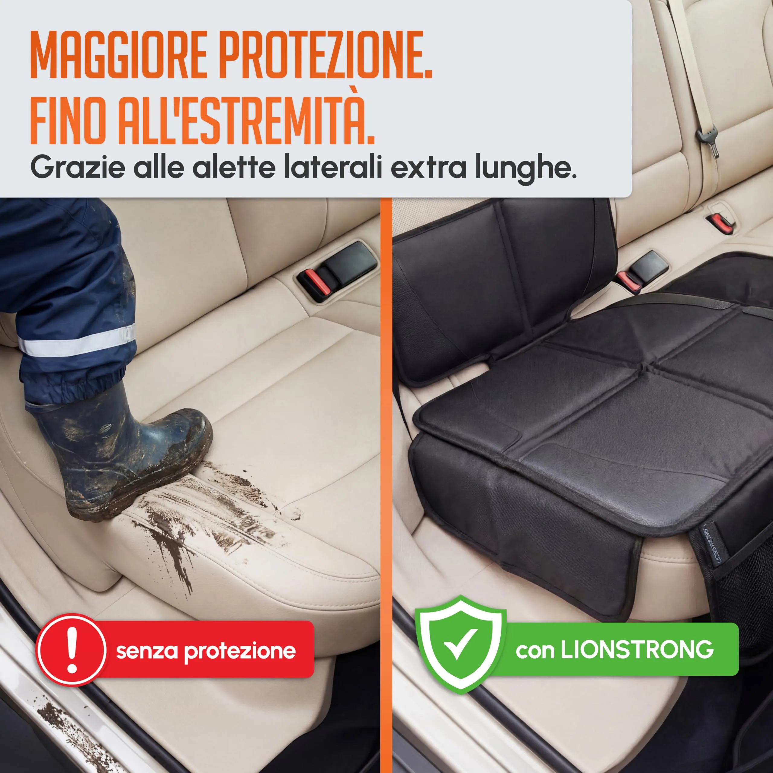 LIONSTRONG Protettori per Sedile Auto Compatibile ISOFIX - Piccolo - immagine 3