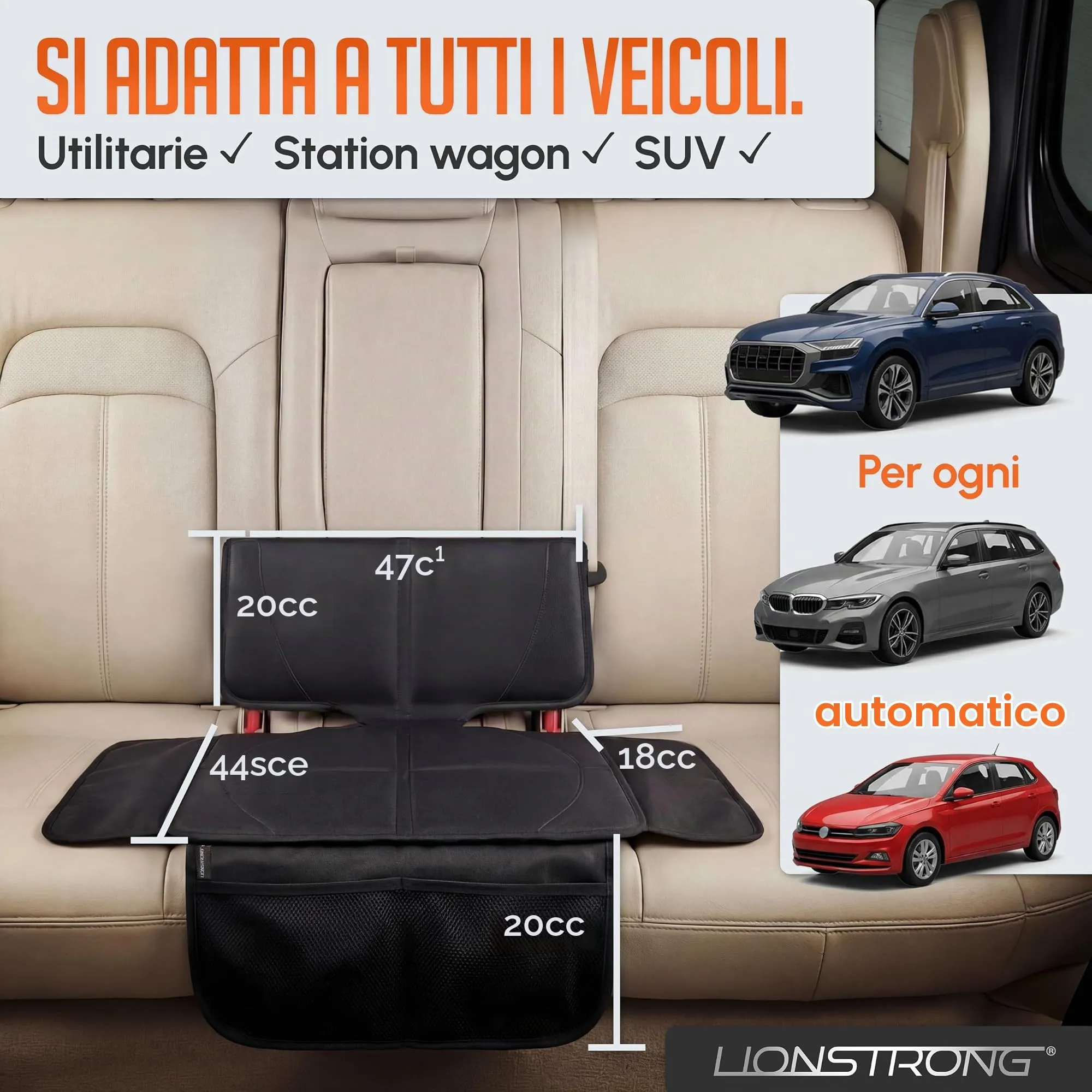 LIONSTRONG Protettori per Sedile Auto Compatibile ISOFIX - Piccolo - immagine 8