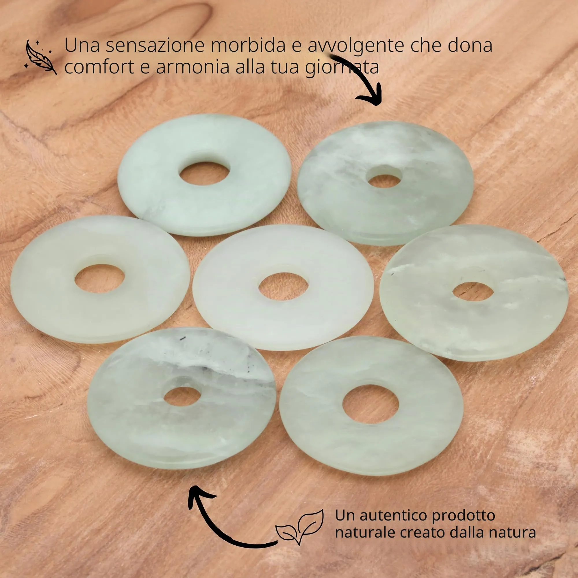 Lebensquelle Plus Donut in pietra preziosa 30 mm con cordoncino in cotone e scheda pietra - immagine 3