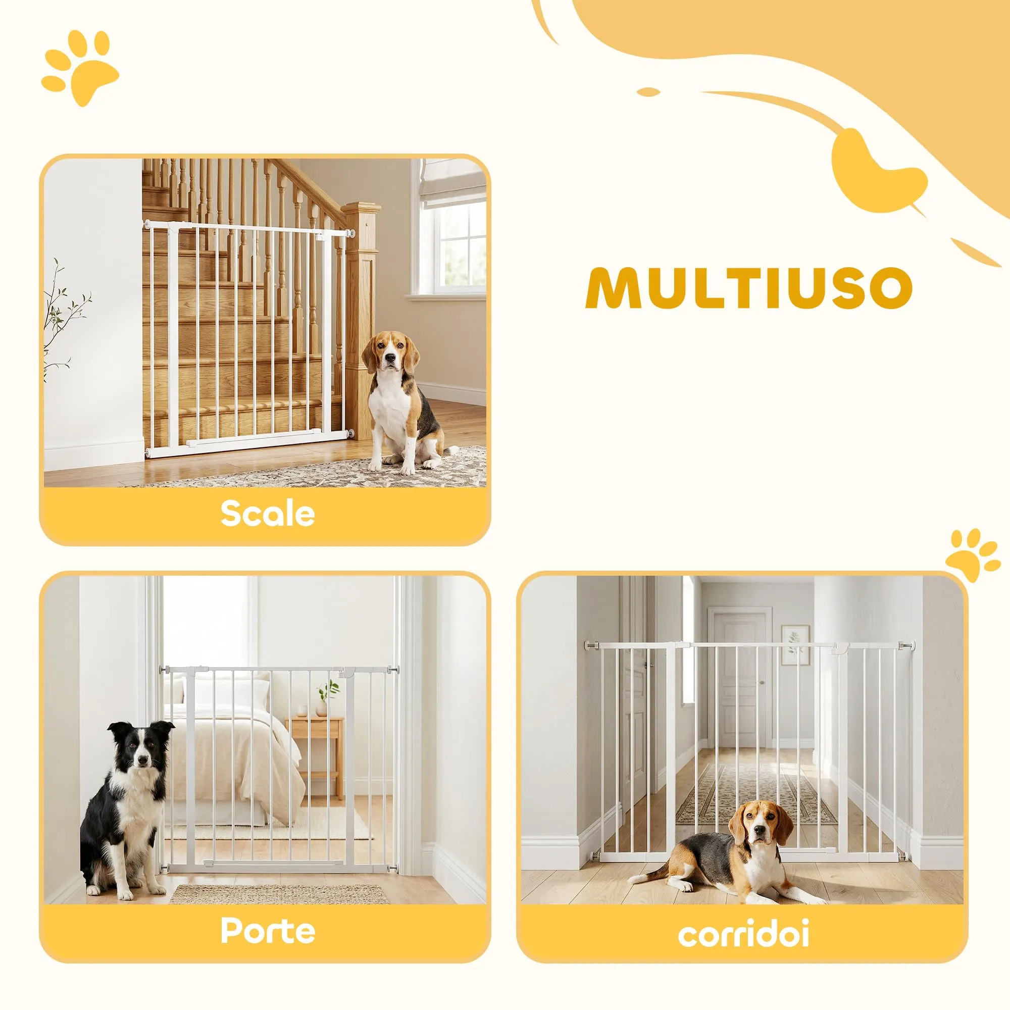PawHut Cancellino per Cani Estensibile 76-107 cm Bianco - immagine 5