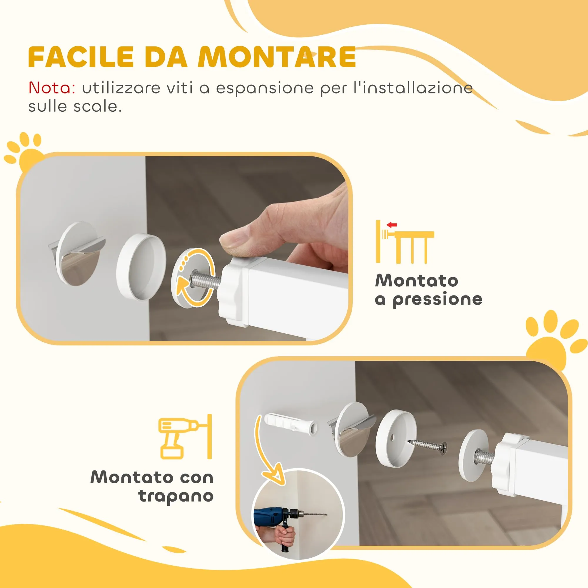 PawHut Cancellino per Cani Estensibile 76-107 cm Bianco - immagine 6
