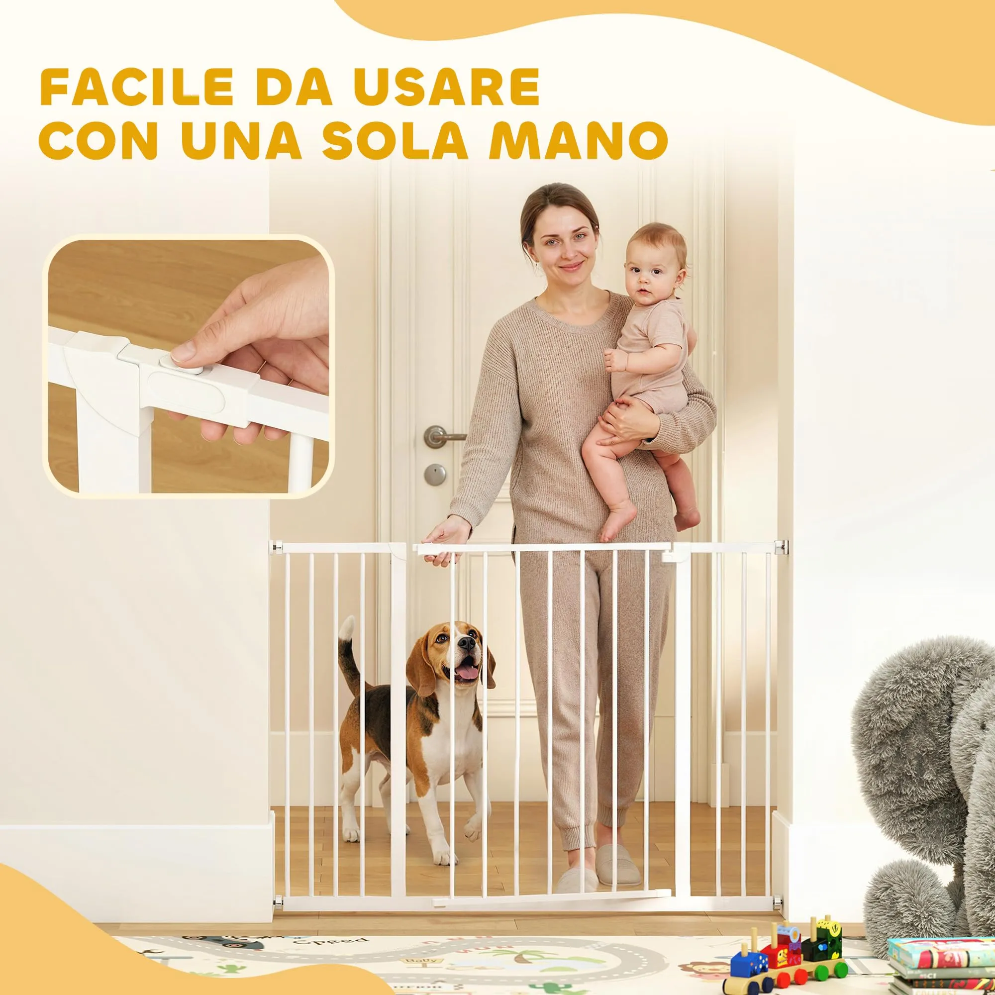 PawHut Cancellino per Cani Estensibile 76-107 cm Bianco - immagine 7
