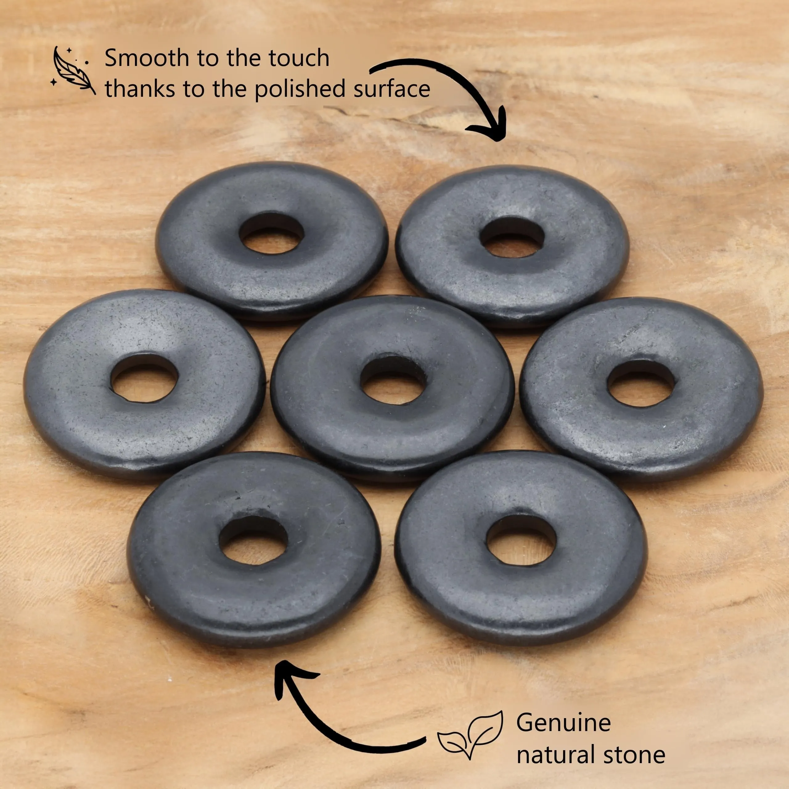 Lebensquelle Plus Donut in pietra preziosa Ø 30 mm con cordoncino in cotone e scheda pietra - immagine 3