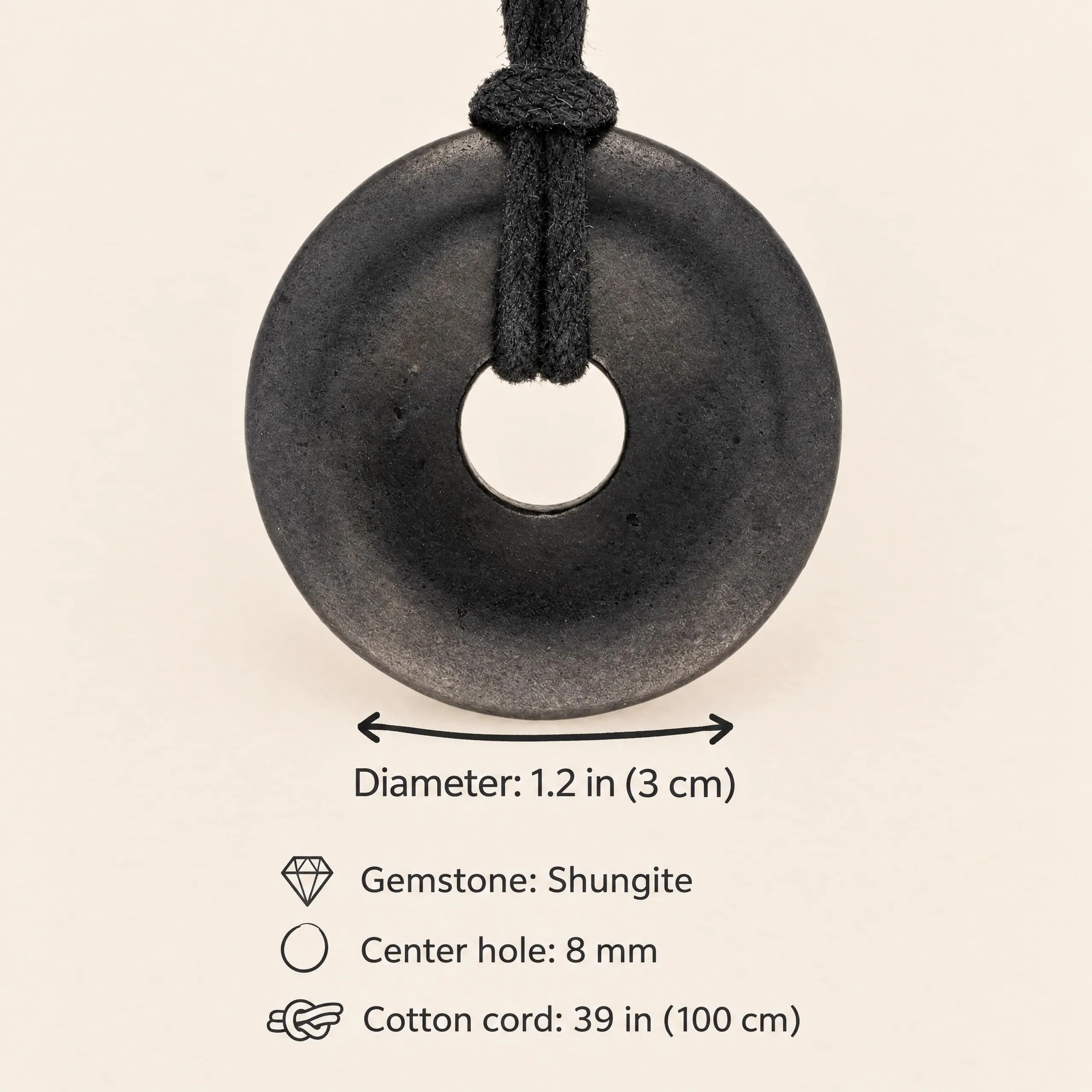 Lebensquelle Plus Donut in pietra preziosa Ø 30 mm con cordoncino in cotone e scheda pietra - immagine 5