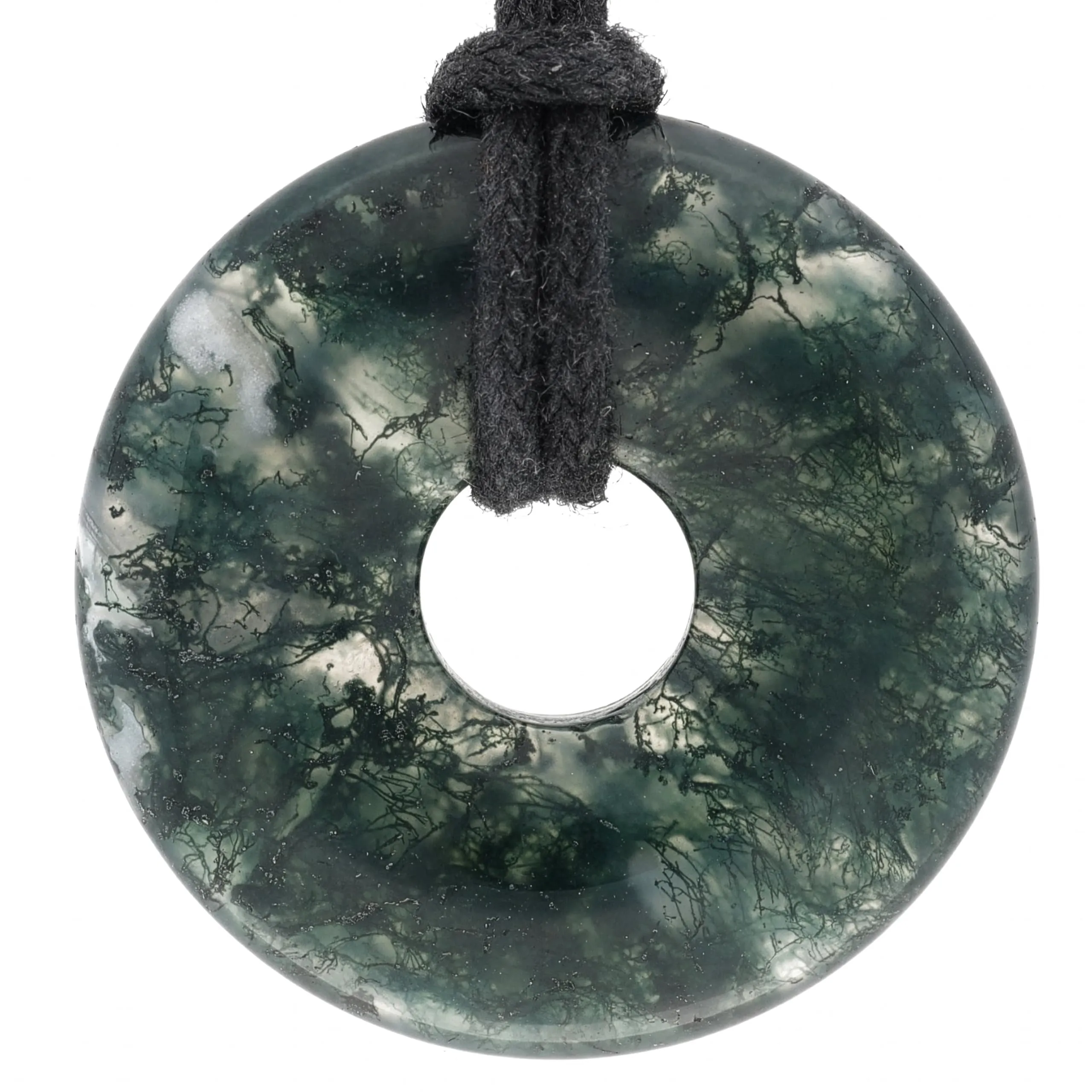 Lebensquelle Plus Agata Muschiata Precious Stone Donut 30 mm with Cotton Cord and Information Card - immagine 1
