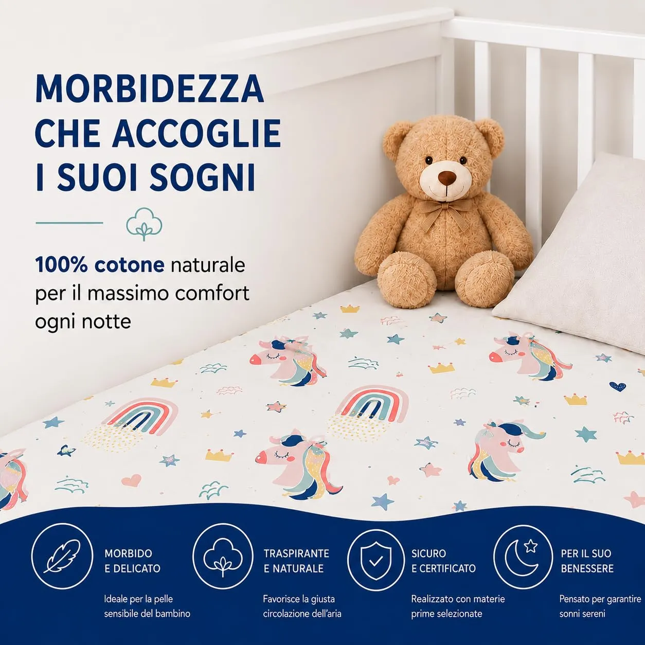 FlyIdeas Set 2 Lenzuola con Angoli per Culla Neonato 90x50 cm, 100% Cotone, Compatibili con Next to Me e Kinderkraft Neste Up - immagine 6