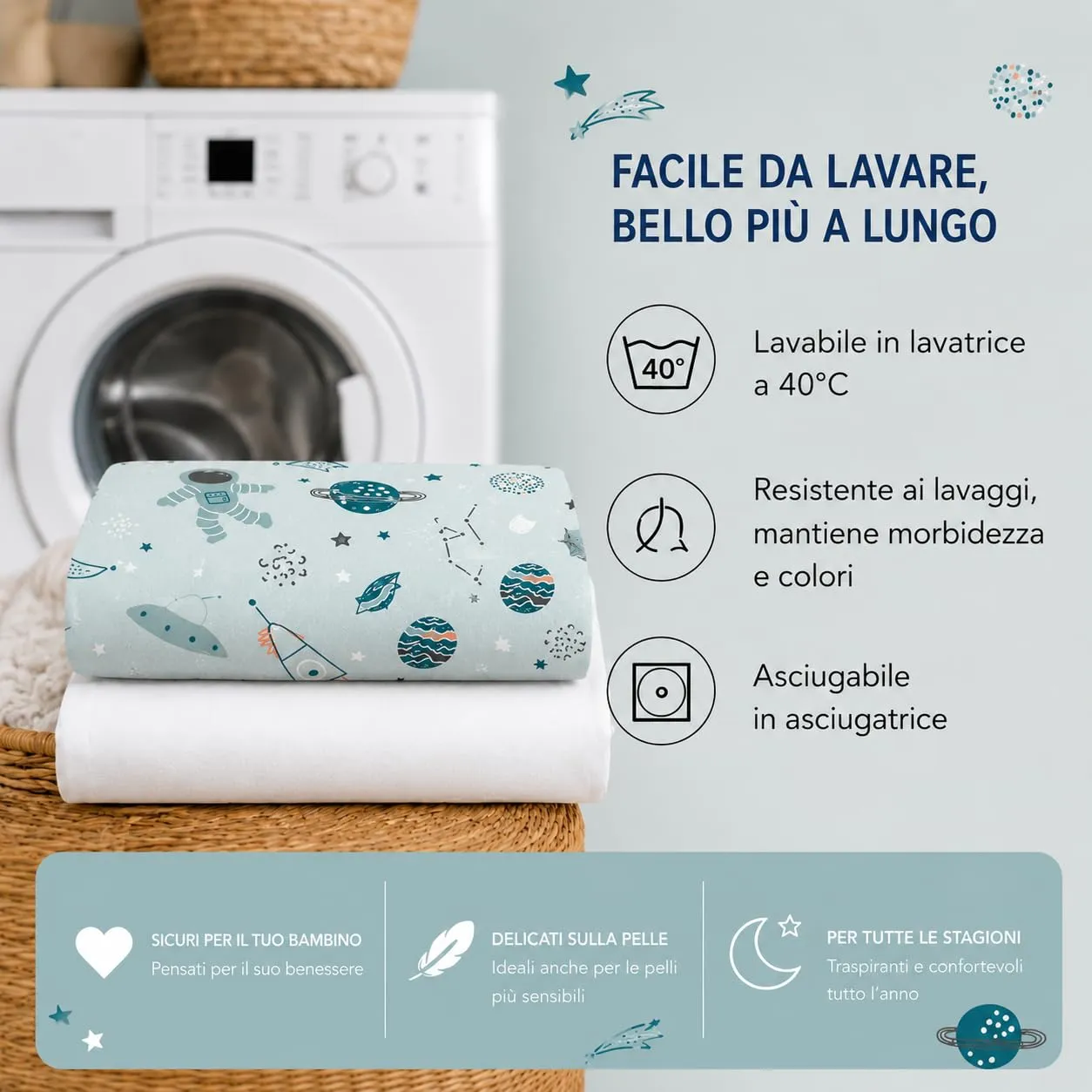 FlyIdeas Set 2 Lenzuola con Angoli per Culla Next to Me 50x83 cm, 100% Cotone - immagine 5