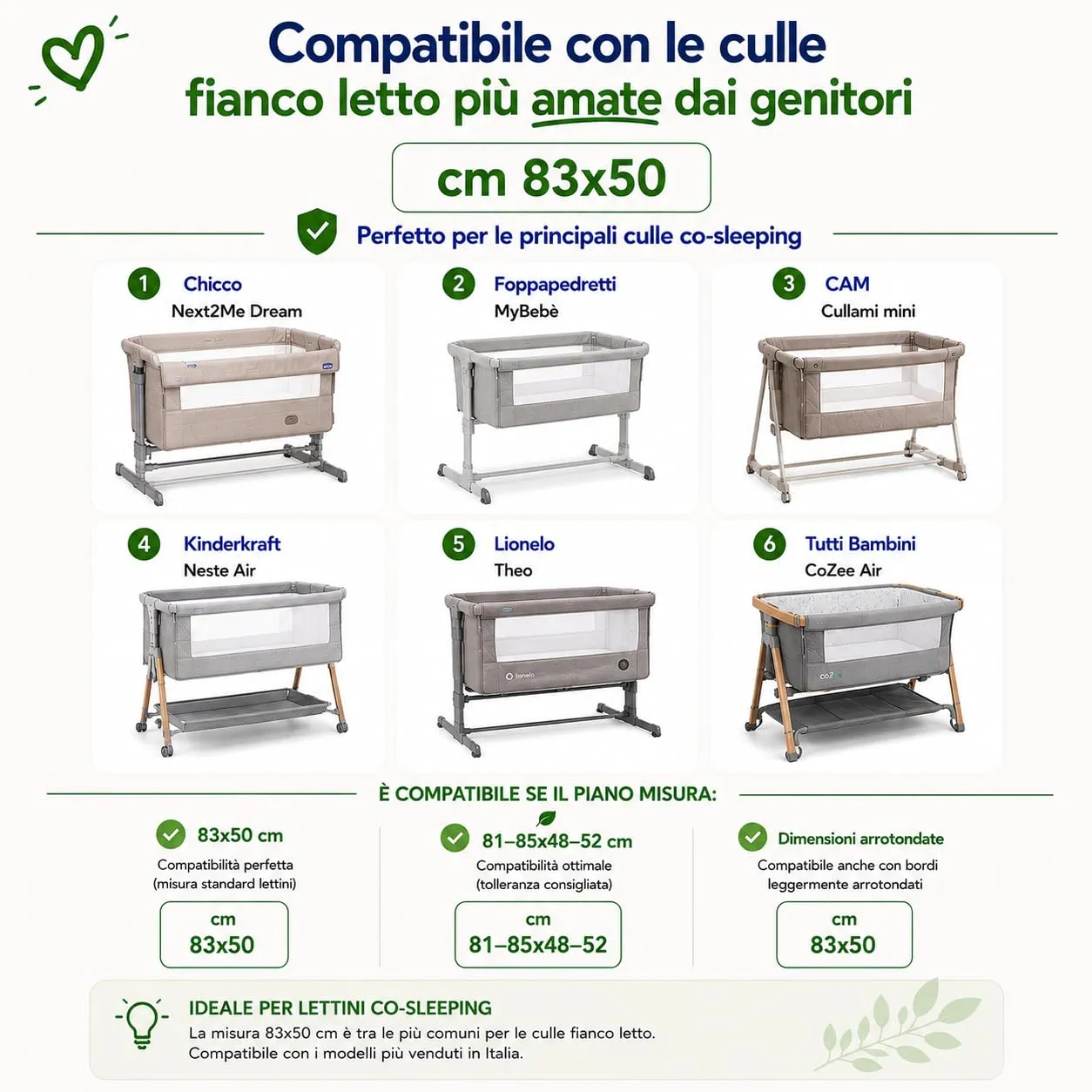 FlyIdeas Set 2 Lenzuola con Angoli per Culla Next to Me 50x83 cm, 100% Cotone - immagine 7