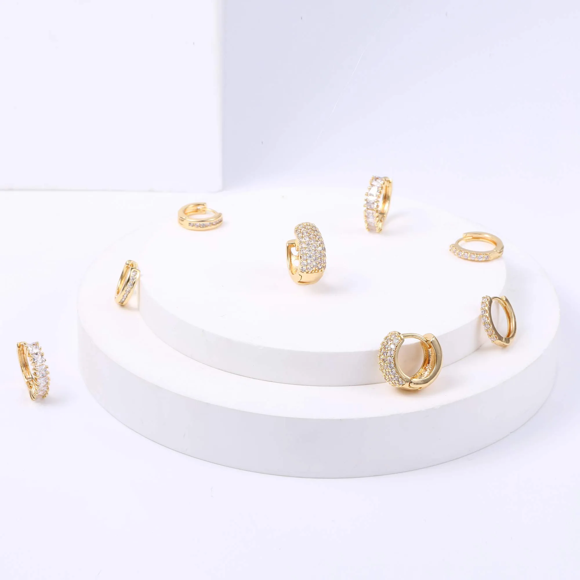 ALEXCRAFT Orecchini a Cerchio in Oro con Zirconi, Set Multi Modello, SC109 - immagine 6