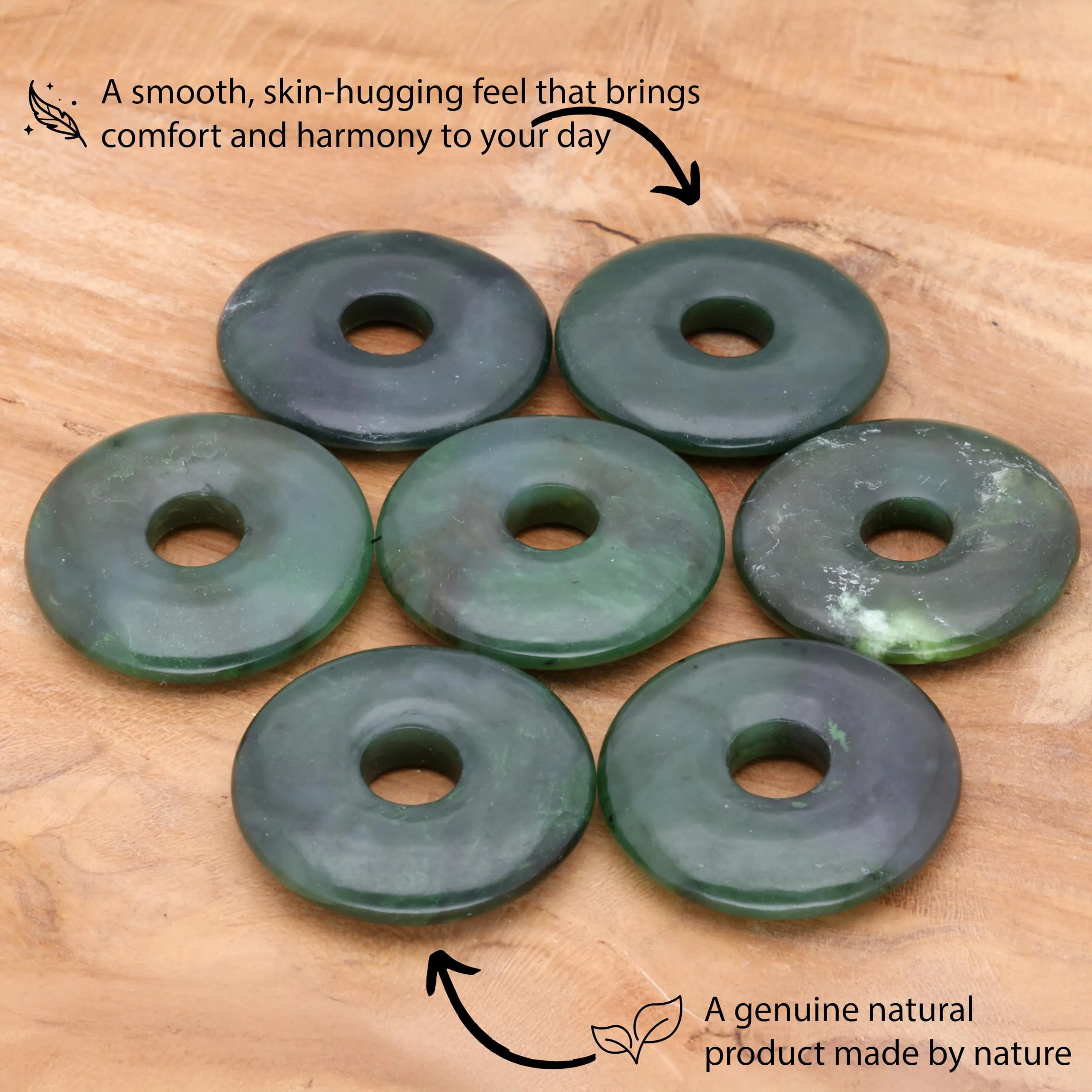 Lebensquelle Plus Donut in pietra preziosa Ø 30 mm con cordoncino in cotone e scheda pietra - immagine 3