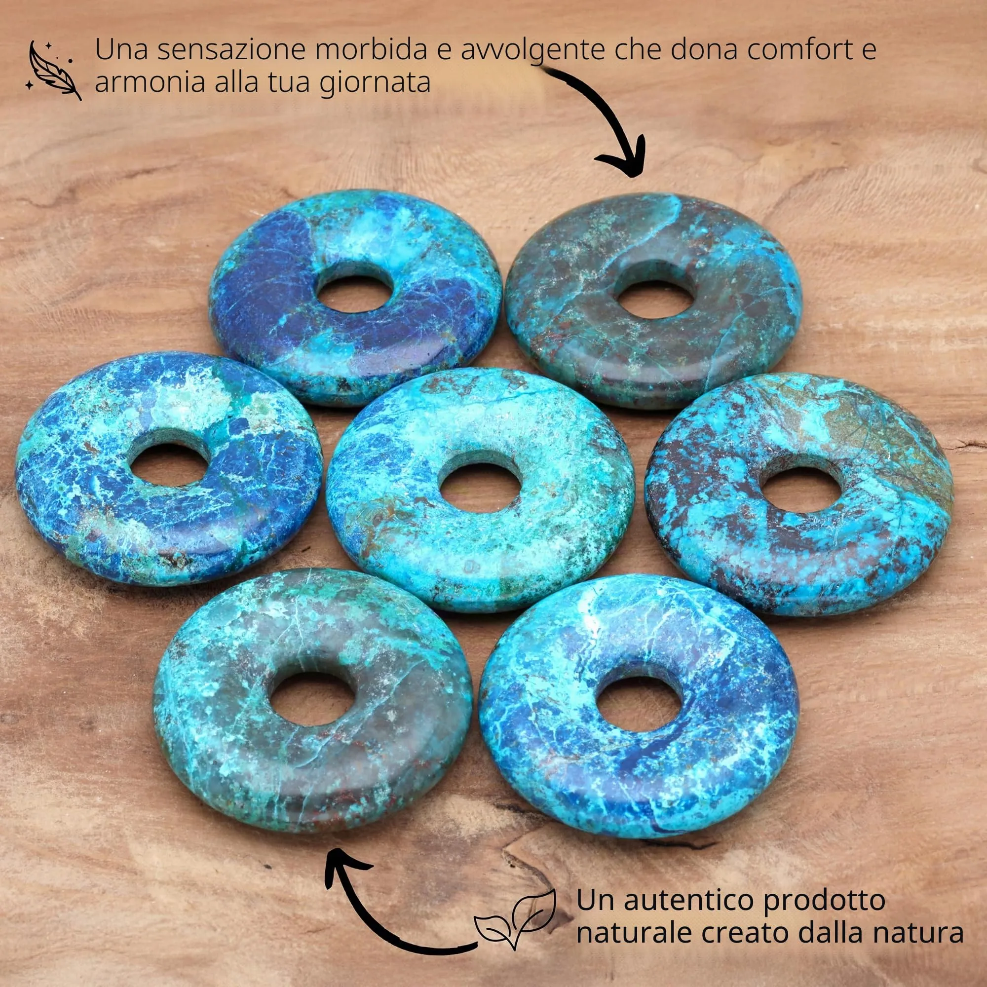 Lebensquelle Plus Donut in pietra preziosa 30 mm con cordoncino in cotone e scheda pietra - immagine 3